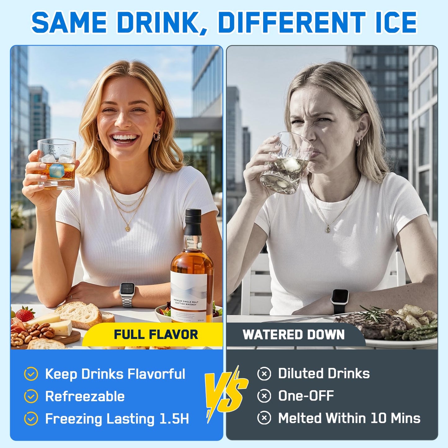 400 Pack Reusable Ice Cubes for Coolers Drinks, BPA-Free Plastic Cubed Ice Packs for Lunch Boxes, Non-Diluting Refreezable for Outdoor Ice Bath Whiskey Coffee Bars Party Camping