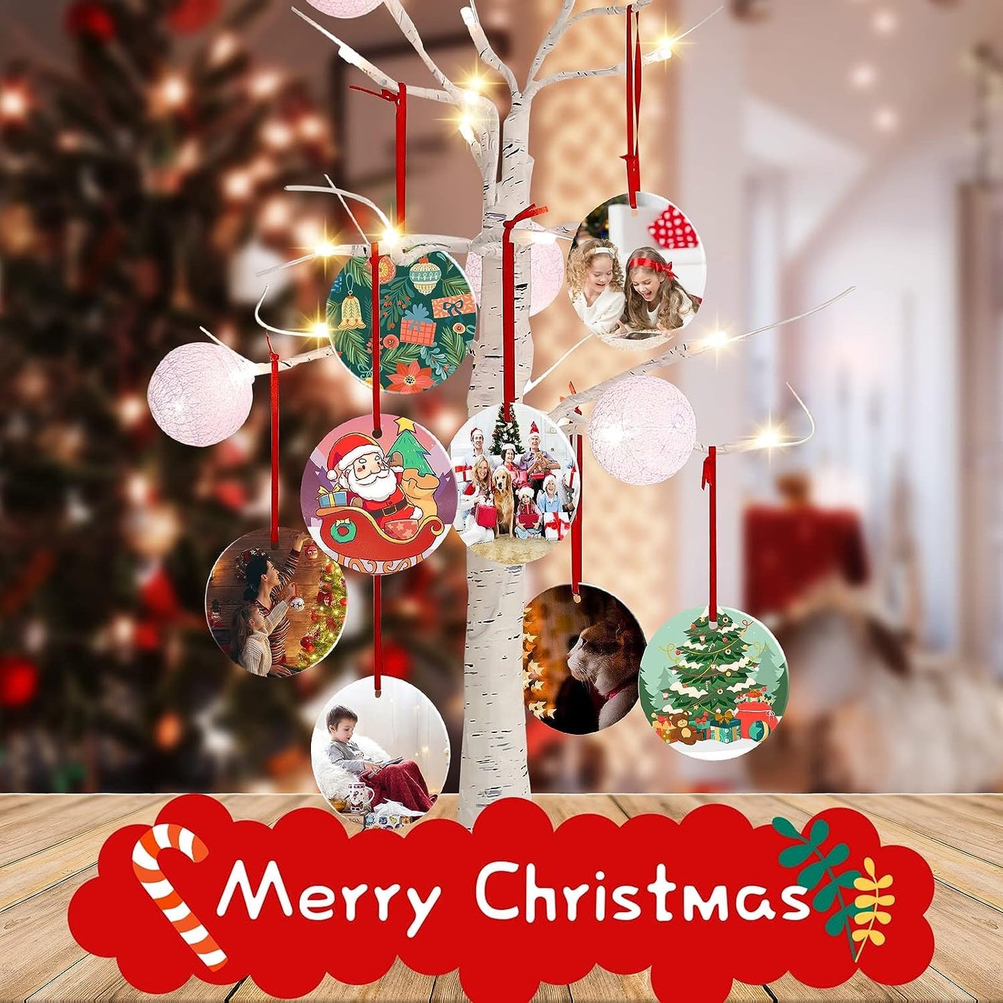 Ceramic Sublimation Ornaments Blank Christmas Personalized Ornament 30 PCS 3.5 Inch Round White Bulk DIY Chritsmas Tree Decoration