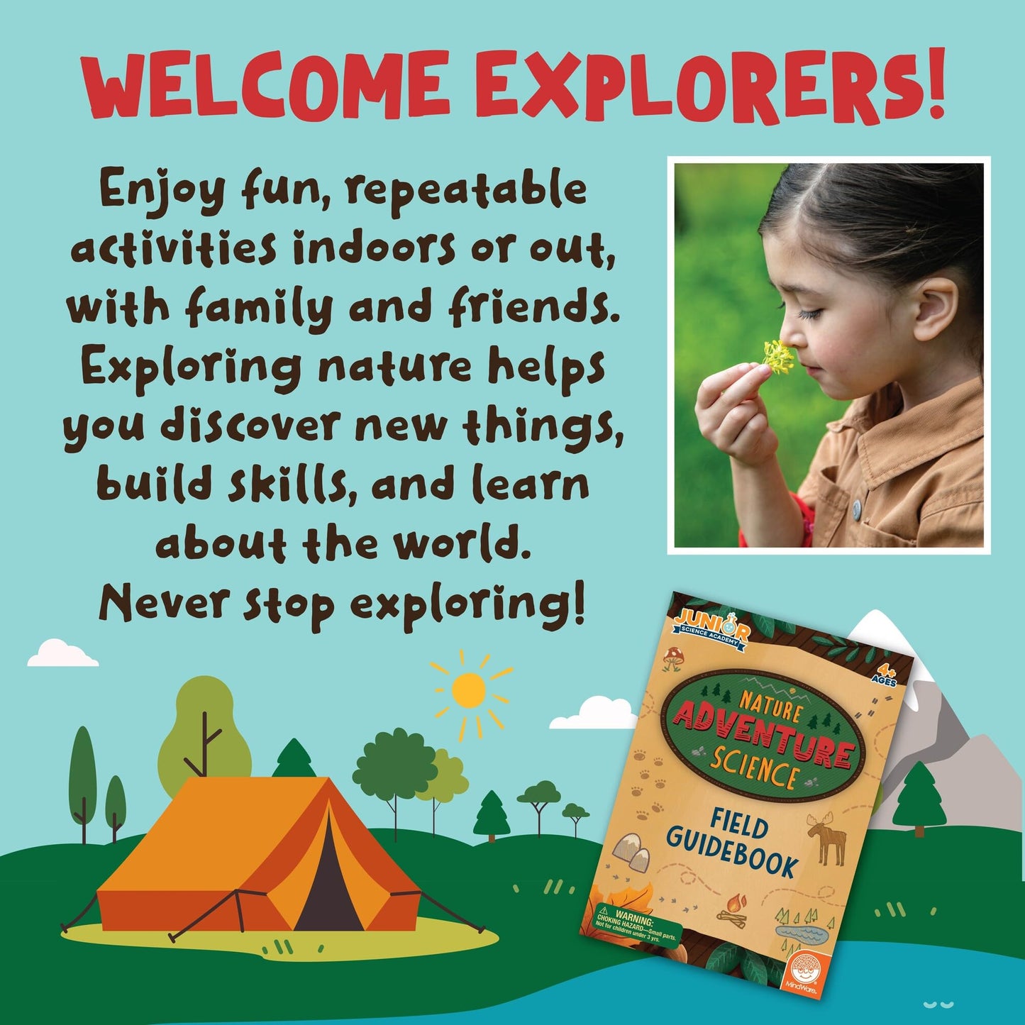 MindWare Junior Science Academy Nature Adventure Science Kit – STEM Outdoor Discovery Kit for Kids Ages 4+ Build a Kaleidoscope, Make Sun Prints, Create Clay Pressings & Explore Nature with Binoculars