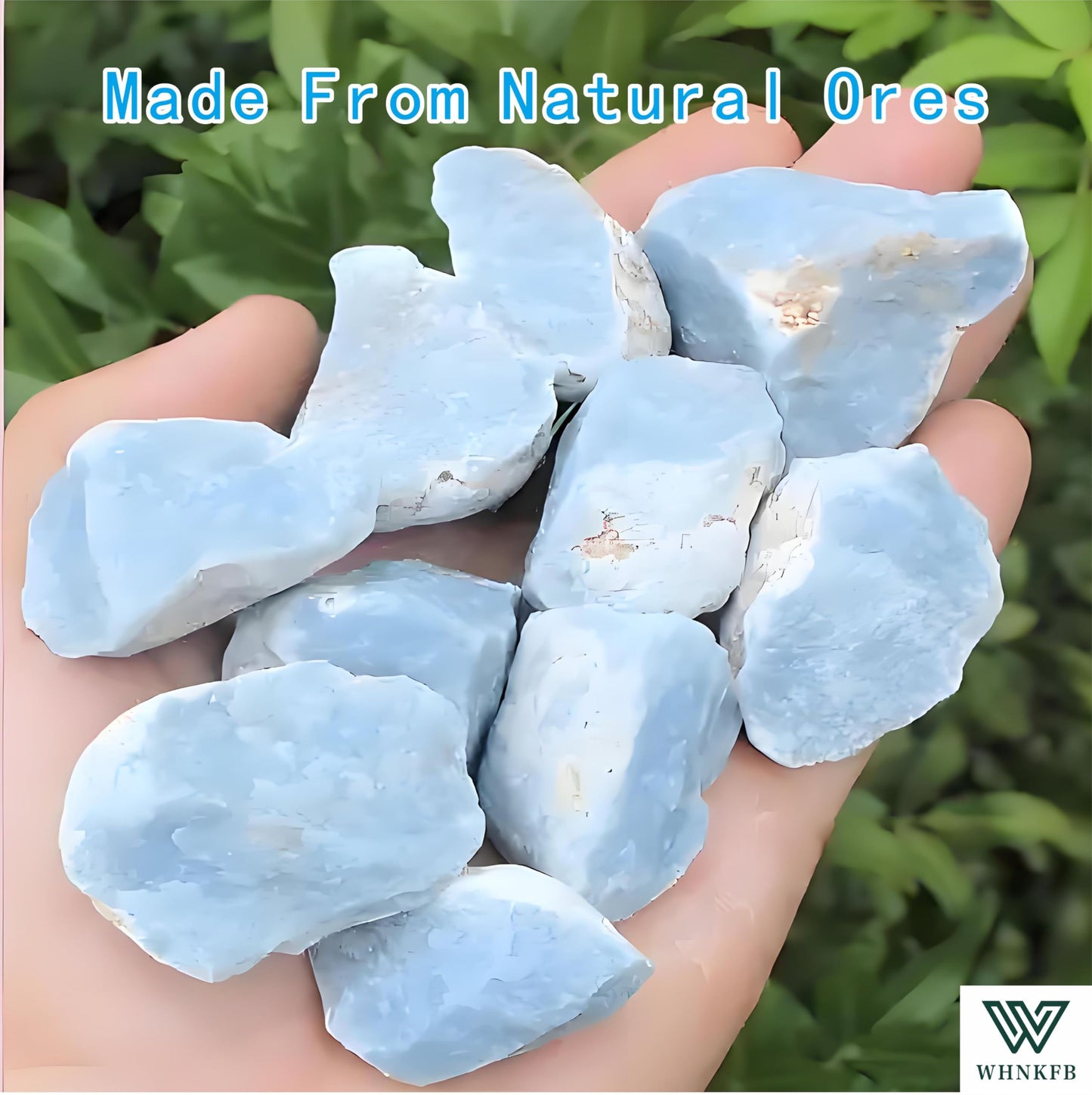WHNKFB 8mm 50PCS Natural Blue Angelite Round Beads, Celestial Blue Loose Gemstone Beads for Jewelry Making Craft - 6mm 8mm 10mm Options with Free Elastic Cord