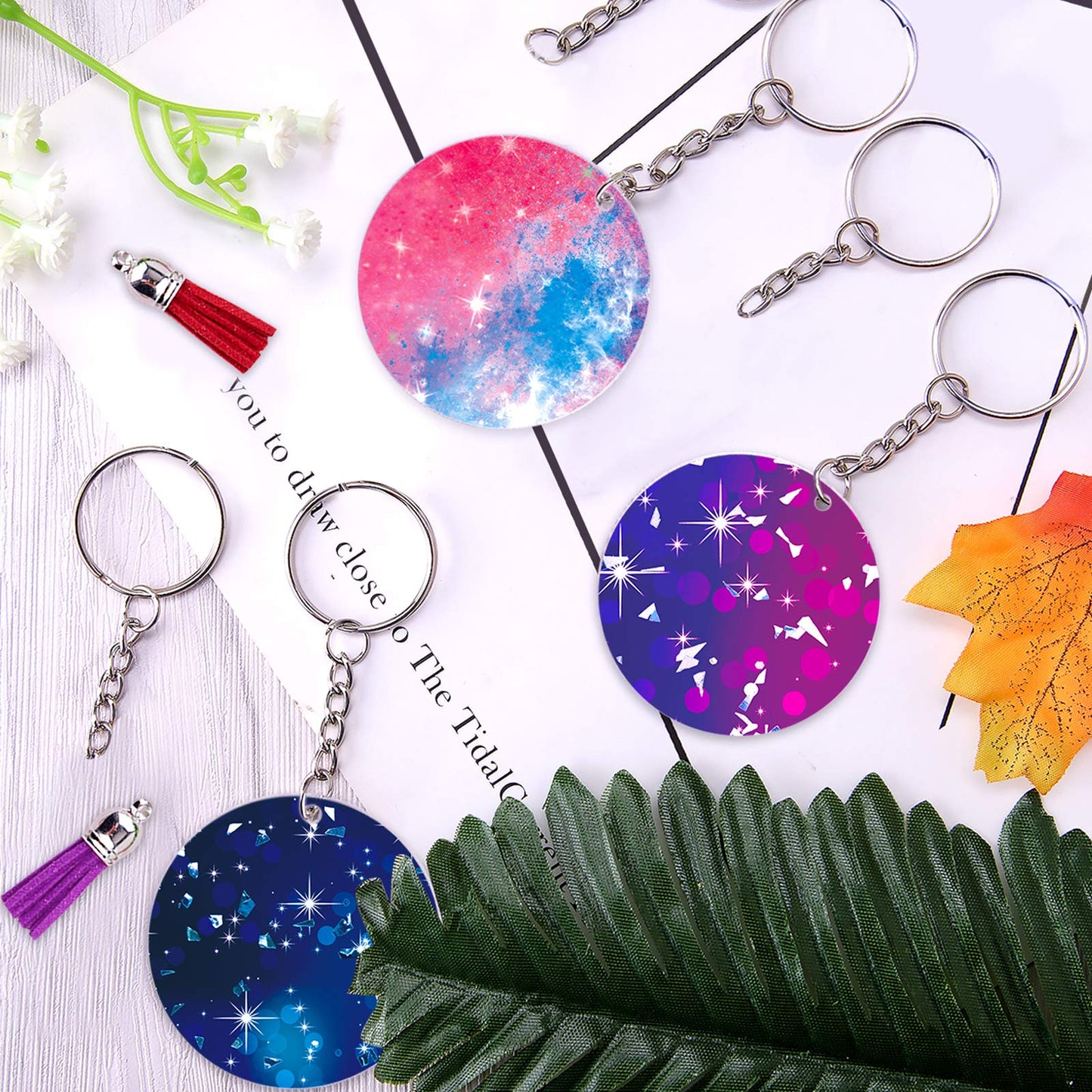 Duufin 108 Pieces Acrylic Keychain Blanks with Key Chain Rings 2 Inch Round Clear Acrylic Blanks for Keychain DIY Projects and Crafts