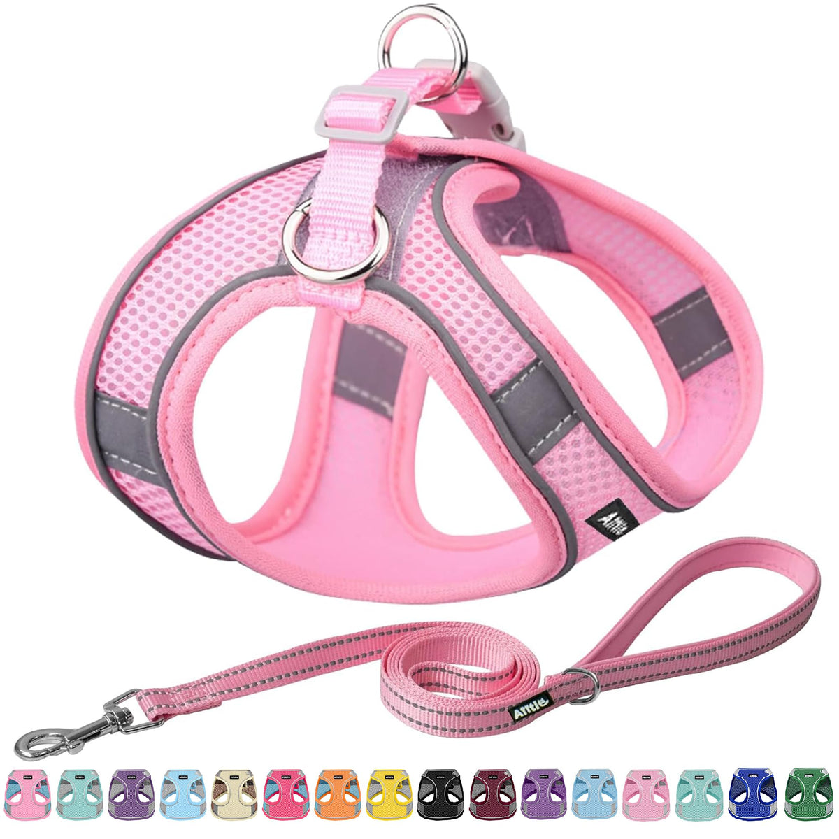 AIITLE Medium Dog Harness and Leash Set, Step-in Puppy Pet Vest, Blue L