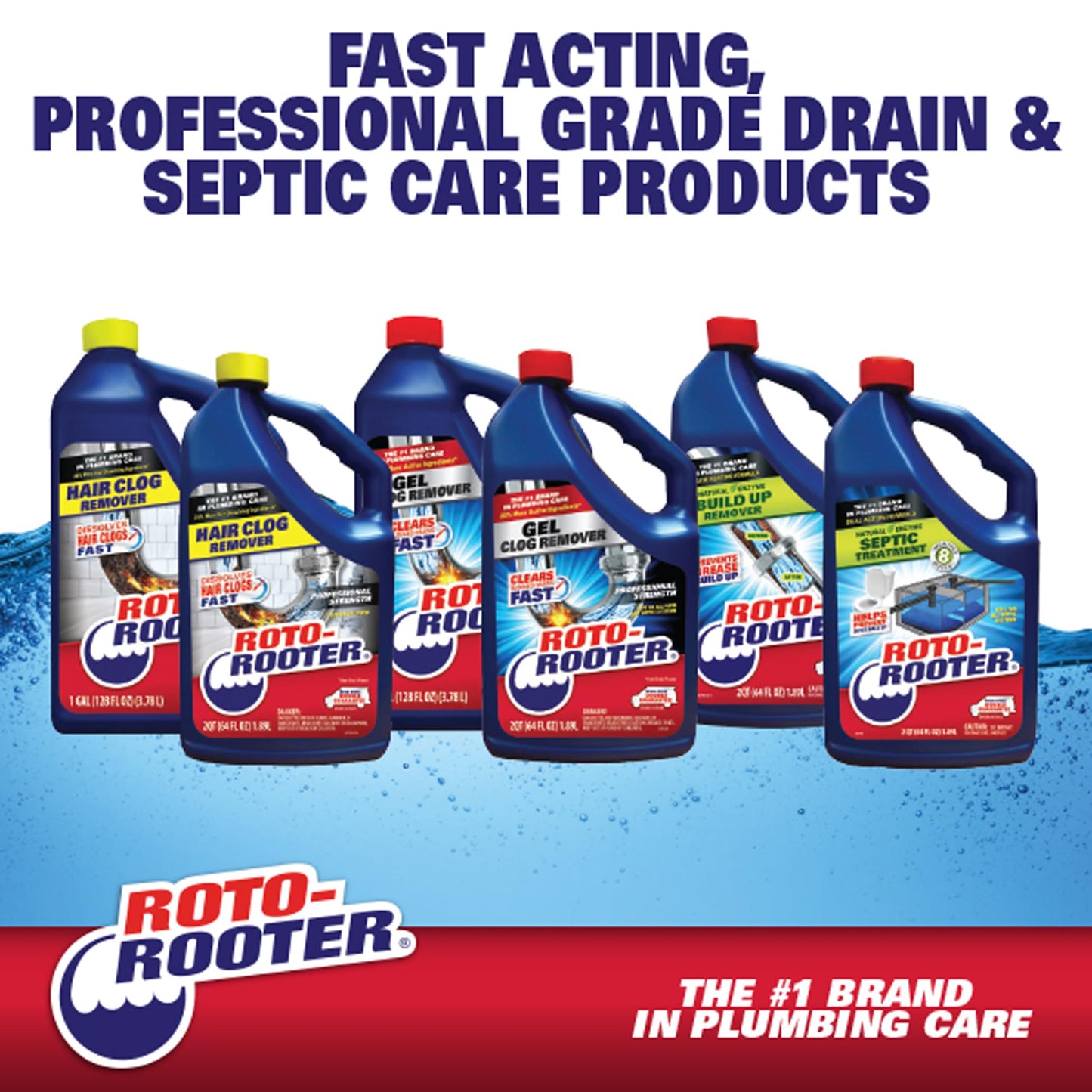 Roto-Rooter Build-Up Remover Drain Cleaner, Enzyme-Based Formula Helps Prevent Clogs and Grease Buildup, Removes Odor, Safe for Septic Systems, Pipes, Toilets, Drains and Sinks, 64 oz