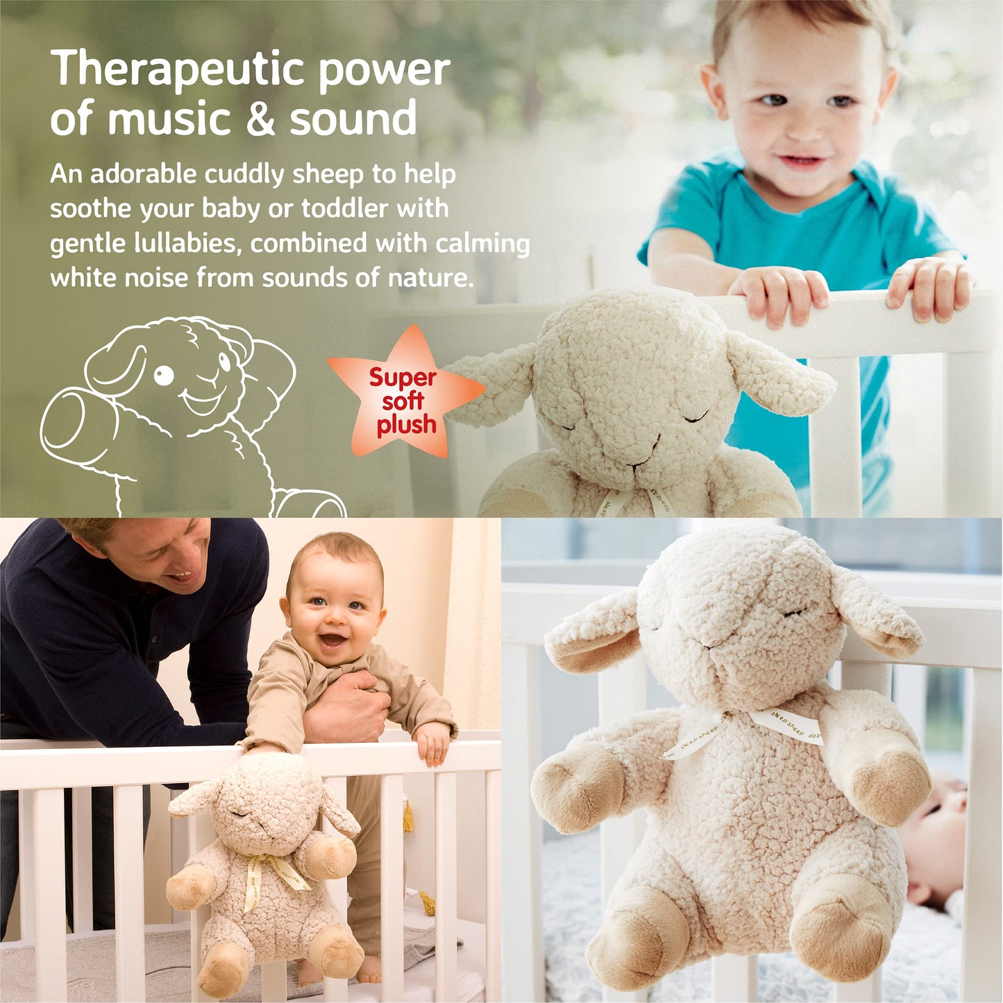 Cloud b Sound Machine with White Noise Soothing Sounds | Cuddly Stuffed Animal | Adjustable Settings and Auto-Shutoff | Sleep Sheep