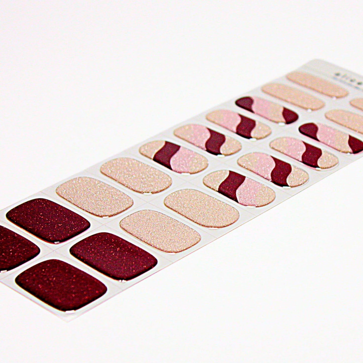 ALICE & BELLA Valentine Day Semi Cured Gel Nail Strips-20 PCS Rose Red with Gold & Dark Red Glitter Gel Stickers, Use with UV Light Lamp, Salon Quality Manicure Wraps(Rose Velvet)