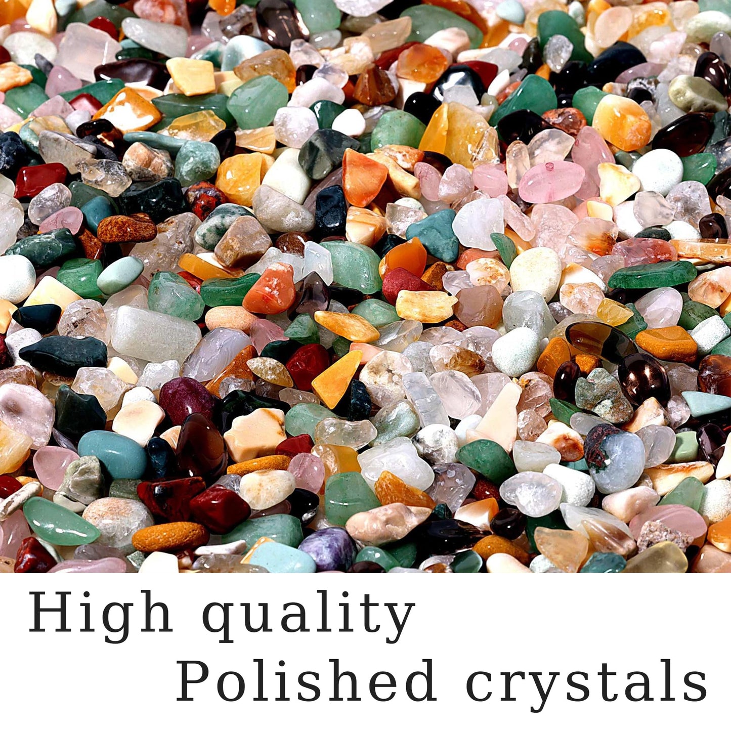 Crystal Chips Bulk, Tumbled Gemstone Chips Bulk 2lb, Poshlished Healing Crystals, for DIY Projects,Vase Filler, Succulent Soil, Potting Mix, Garden Decor, Aquarium & Fish Tank Gravel (Mixed，2 Pounds)