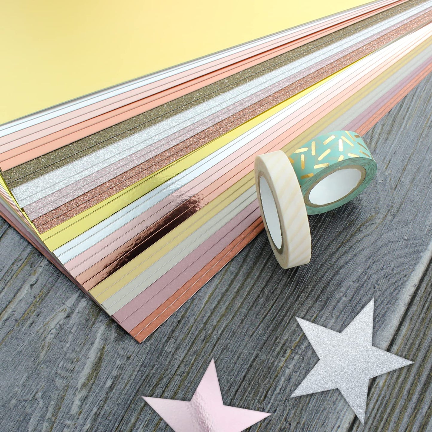 A4 Metallic Thick Cardstock, 32 Sheets 250 gsm Card stock Paper for Card making Scrapbook,School Projects, Shiny Metallic Cardstock Assortment Glitter, Mirror, Foil, Pearlescent