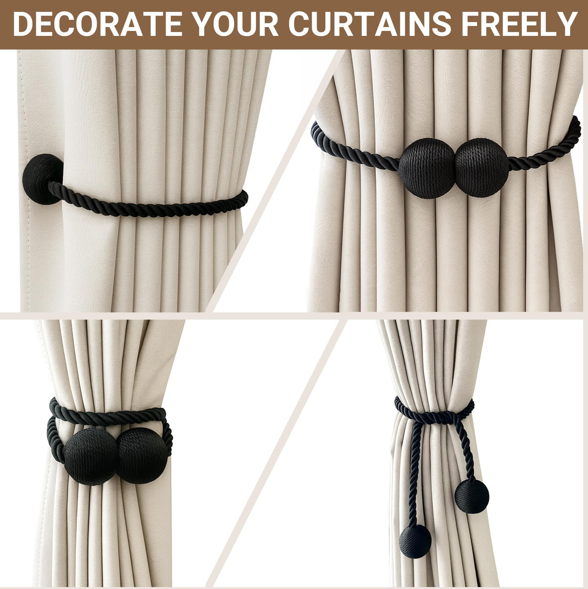 Magnetic Curtain Tiebacks 4 Pack