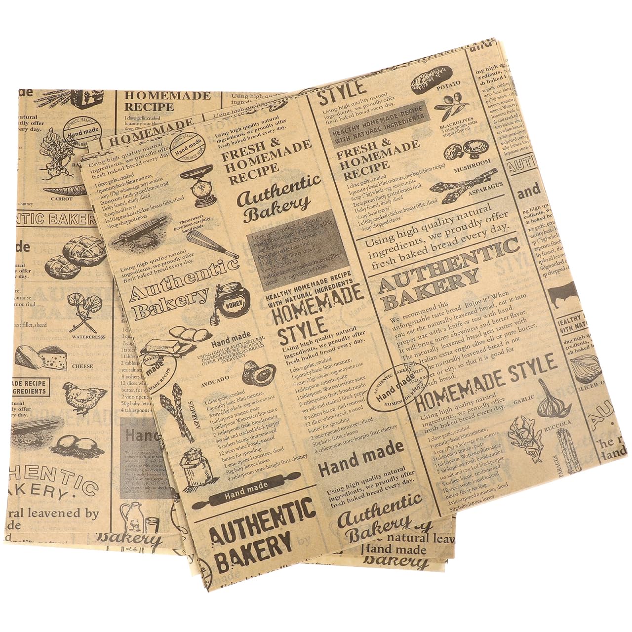DOITOOL Decorative Newspaper Parchment Paper - 50 Sheets Wax Paper for Food, Greaseproof Bbqs Picnic Bakery Liner