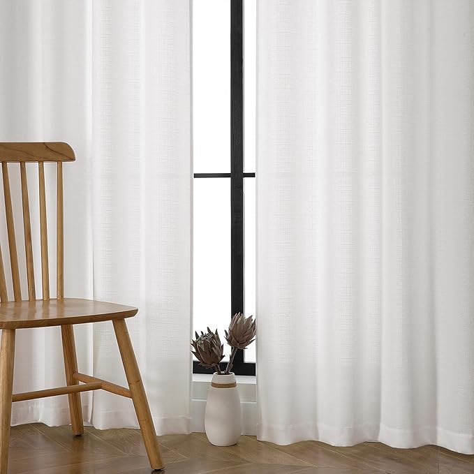 Chyhomenyc Cream Curtains 78 Inch Length 2 Panels Set, Faux Linen Textured Light Filtering Soft Airy Farmhouse Curtain Drapes for Living Room Bedroom, 40Wx78L