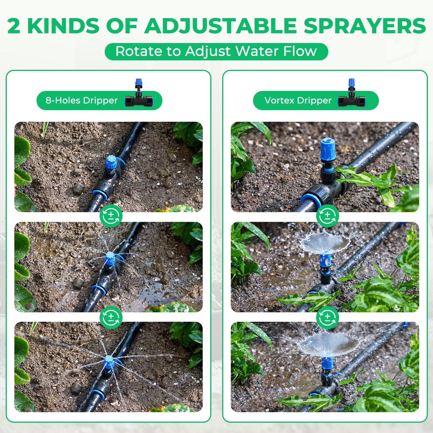 HIRALIY Raised Bed Drip Irrigation Kit Small, DIY Garden Grid Watering System, Garden Irrigation System, for Raised Beds up to 2 x 8FT