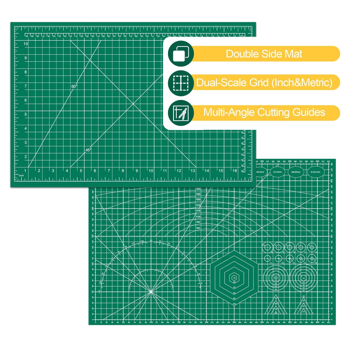5 Packs Self Healing Cutting Mat 12" x 18" Rotary Cutting Sewing Mat A3, 5-Ply Cutting Board for Fabric Crafting Sewing Scrapbooking Quilting and Precision Cutting