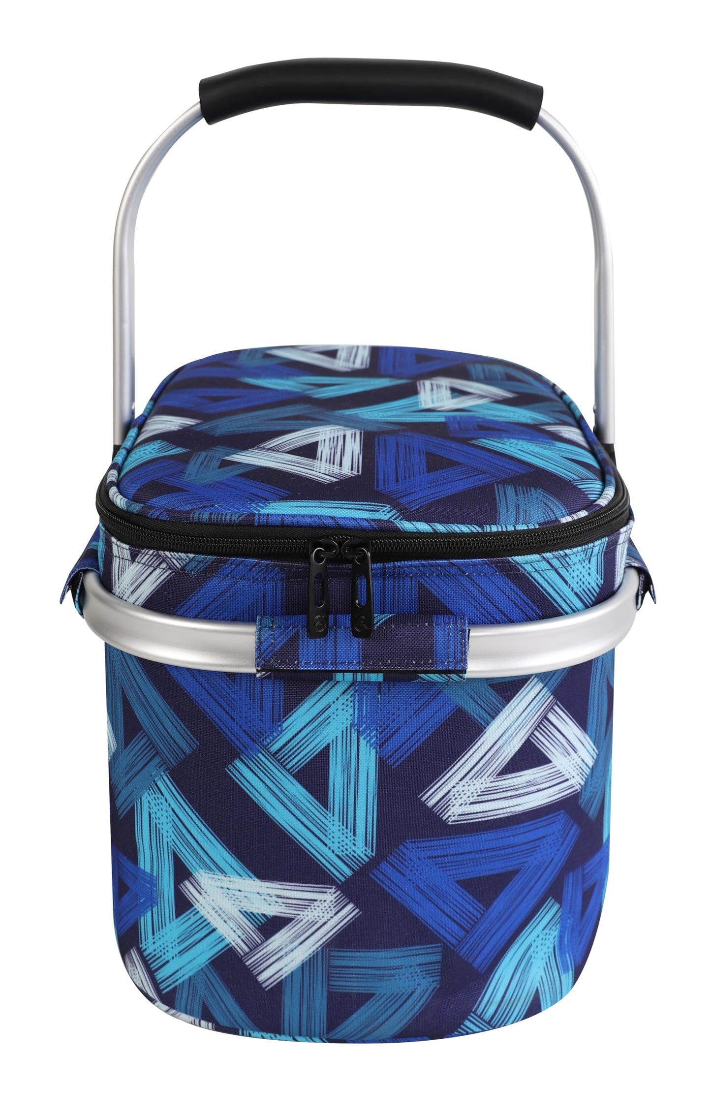 ALLCAMP Picnic Basket - Insulated Cooler, Thickening Foldable Picnic Basket with Removable Baskets & Sewn-in Frame, Basket for House Warming Gifts New Home(Triangle Pattern)