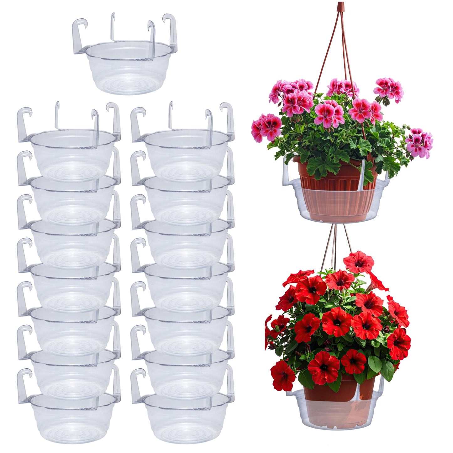 Curtis Wagner 10" Clear Hanging Basket Drip Pan Saucer (15-Pack)
