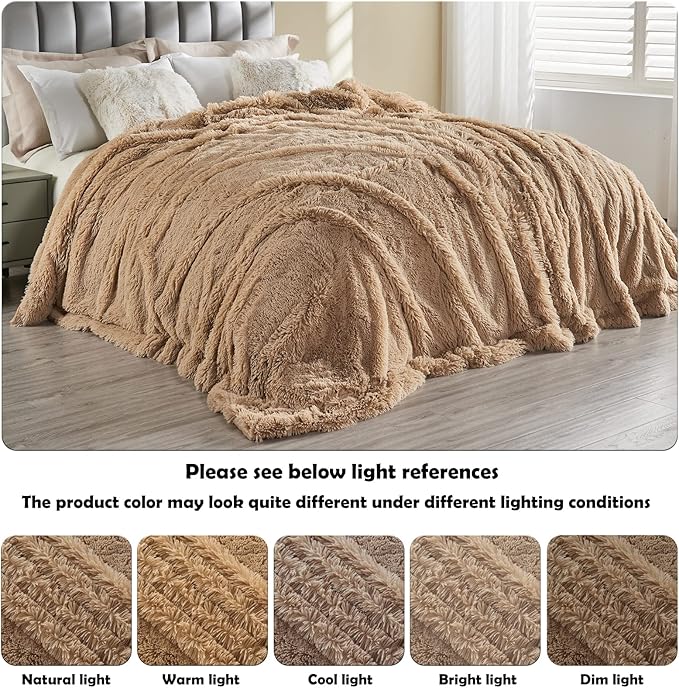 GONAAP Fuzzy Faux Fur Throw Blanket Brown Super Soft Cozy Plush Fuzzy Shaggy Blanket for Couch Sofa Bed (Brown, Throw(50"x60"))