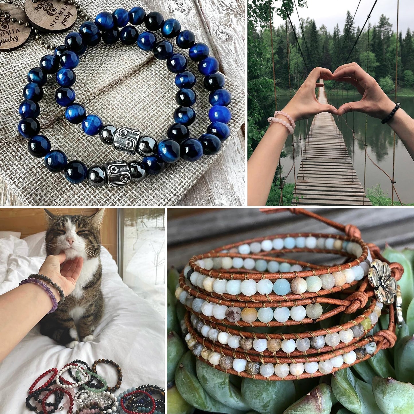 45pcs 8mm Natural Blue White Persian Jade Gemstone Beads Energy Healing Crystal Round Loose Stone Beads for Jewelry Making, DIY Bracelets Necklaces