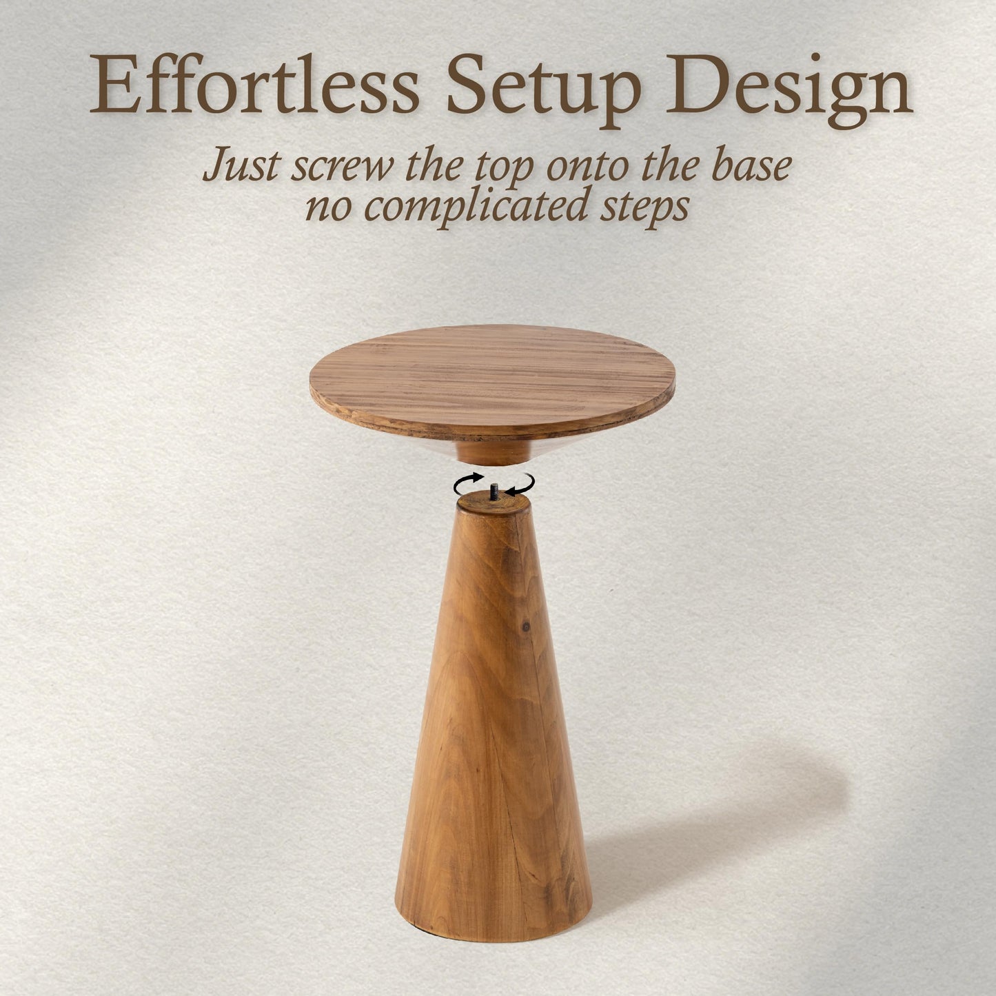 COZAYH Small Pedestal End Table Round Farmhouse Martini Table Wood Plant Stand Rustic Drink Table for Small Space Living Room, Walnut