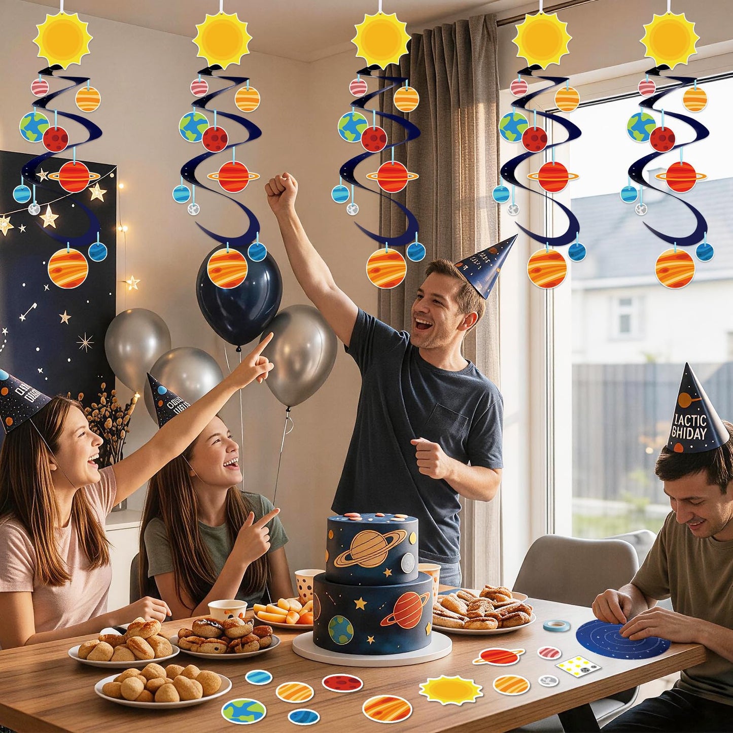 24 Sets Space Craft Kits DIY Solar System Hanging Decoration Make Your Own Outer Space Paper Crafts Ornament Galaxy Planet Star Stickers Games for Home School Classroom Activities Party Favor Gift