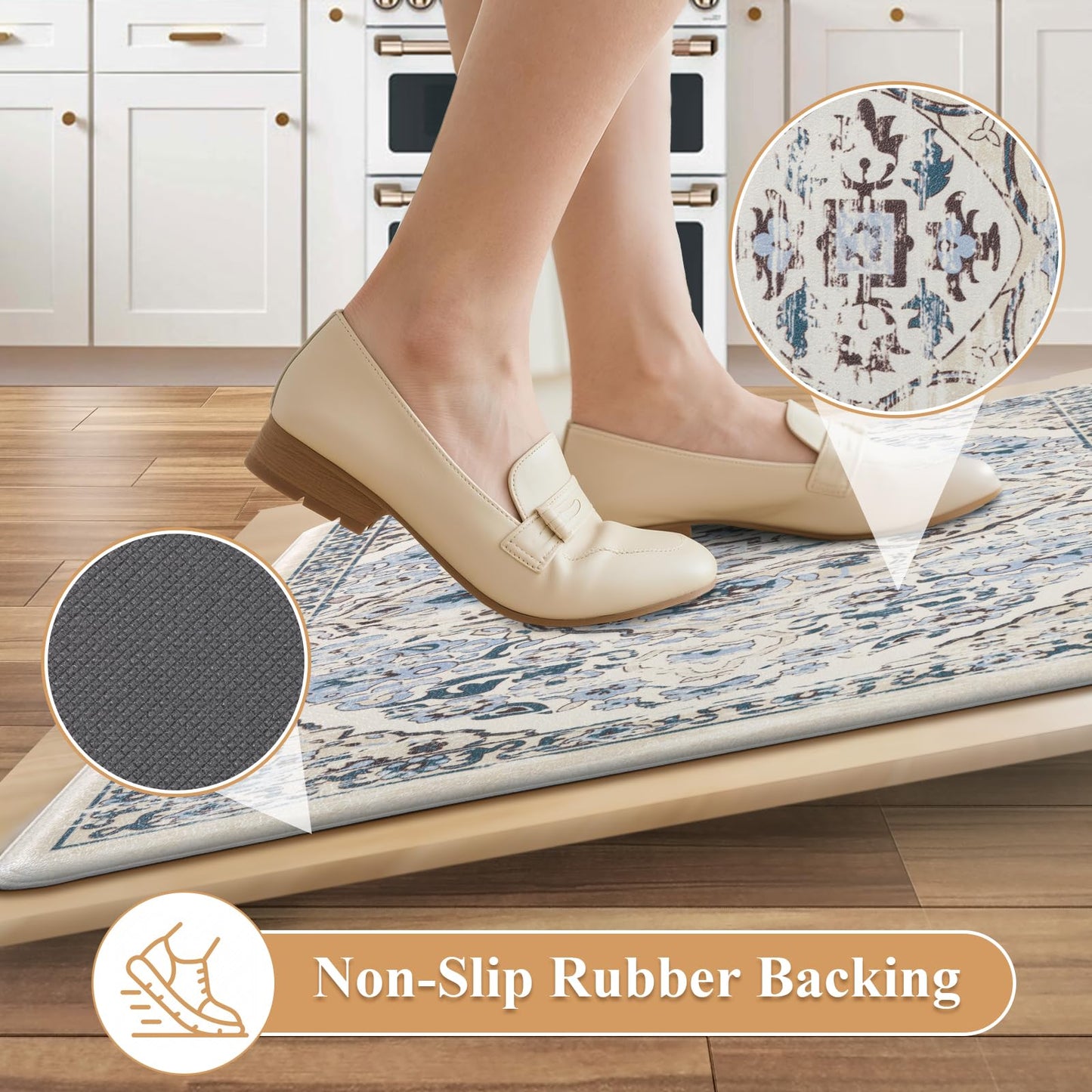 Ileading Anti Fatigue Kitchen Rugs Sets of 2 Cushioned Kitchen Mats for Floor Waterproof Kitchen Mat Set Non Slip Comfort Standing Mat for Kitchen, Office, Sink, Laundry