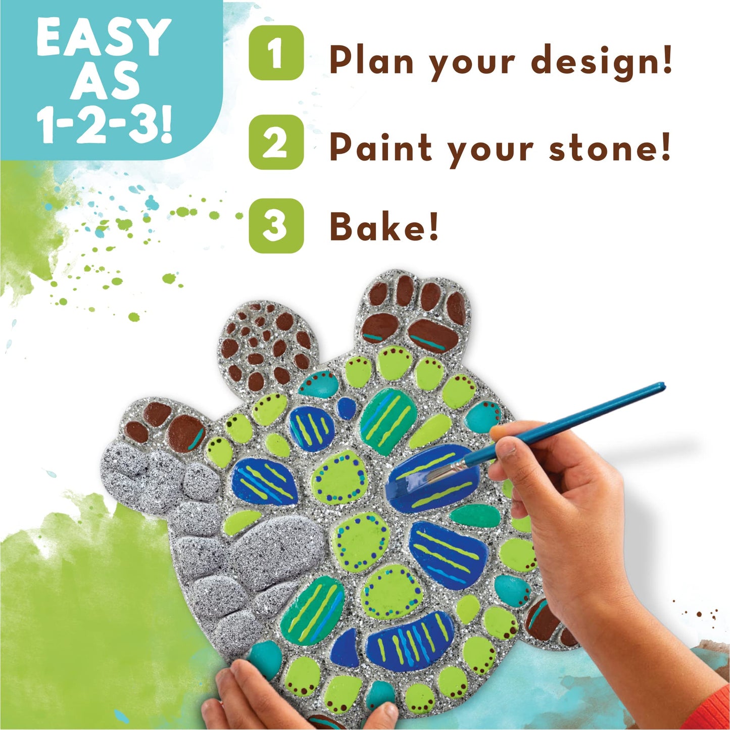 MindWare Turtle Stepping Stone Kit: Paint Your Own Stepping Stones for Kids Craft Kit Includes Paint, Brushes and Instructions