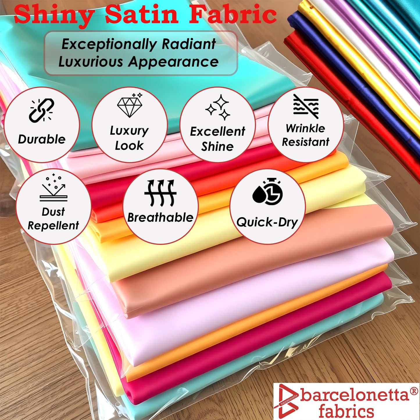 Satin Fabric | Decoration & Sewing | Shiny & Luxury | 60" Wide Roll | Metallic Shiny | Upholstery, Lining, Drapery, DIY Crafts (Emerald Green, 2 Yards)