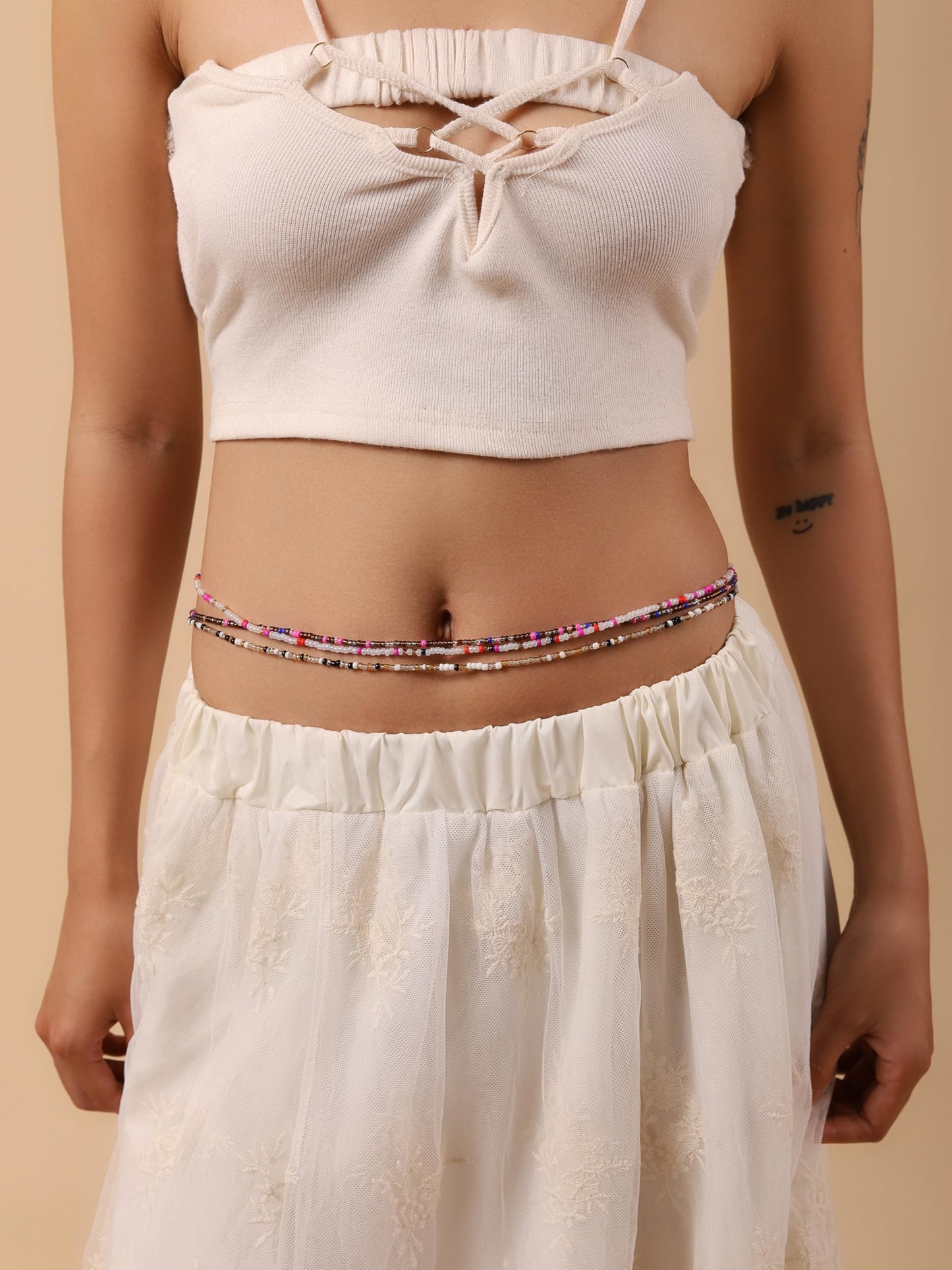 MINACHI Set of 3 Colorful Boho Beaded Belly Chains, Summer Handmade Waist Beads For Women
