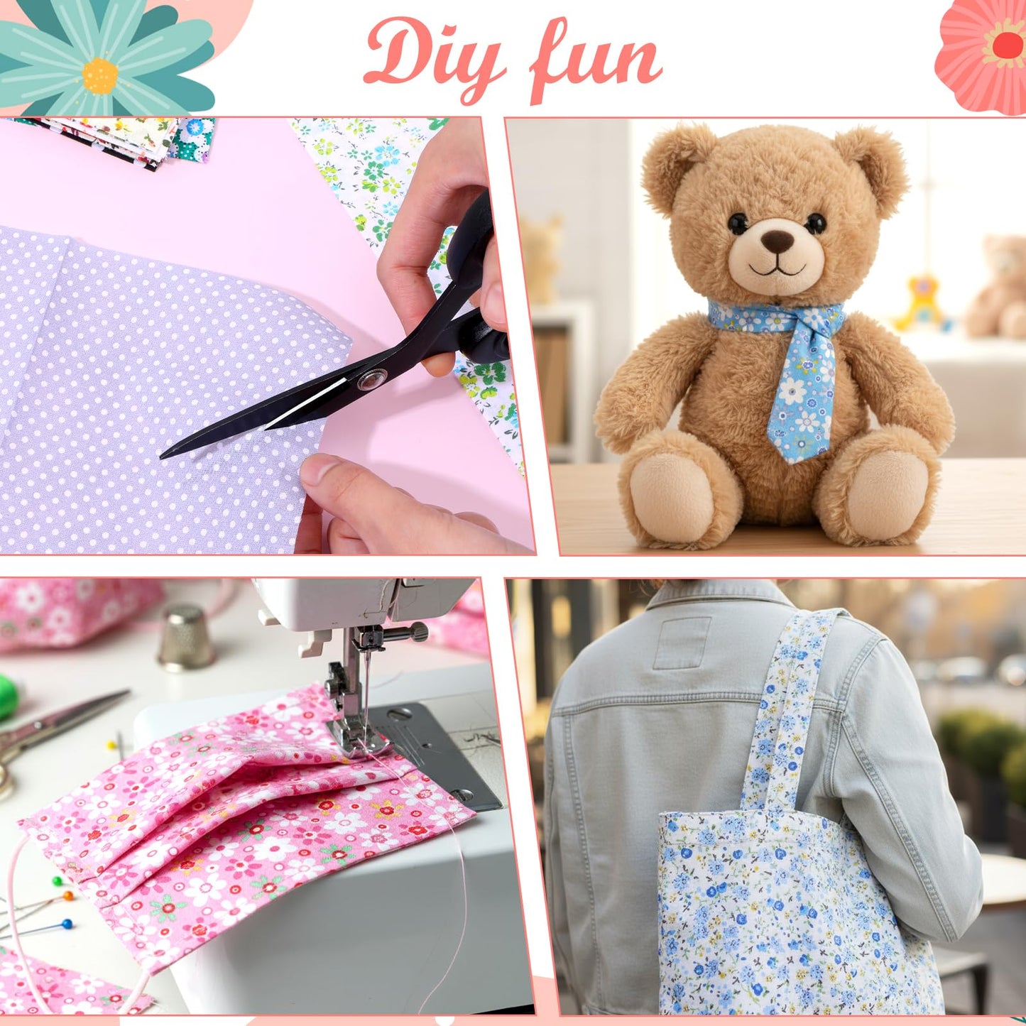 Kifmurase 100 Pieces 10 x 10 Inches Cotton Fabric Squares, Precut Quilting Fabric Bundles Layer Fat Floral Patchwork Fabrics for DIY Crafts Sewing Beginners Cloths Handmade