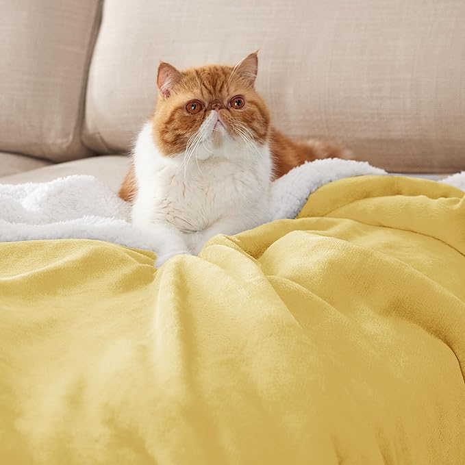 Bedsure Sherpa Fleece Throw Blanket for Couch - Thick and Warm, Soft Fuzzy Plush Throw Blanket for Winter, Straw, 50x60 Inches