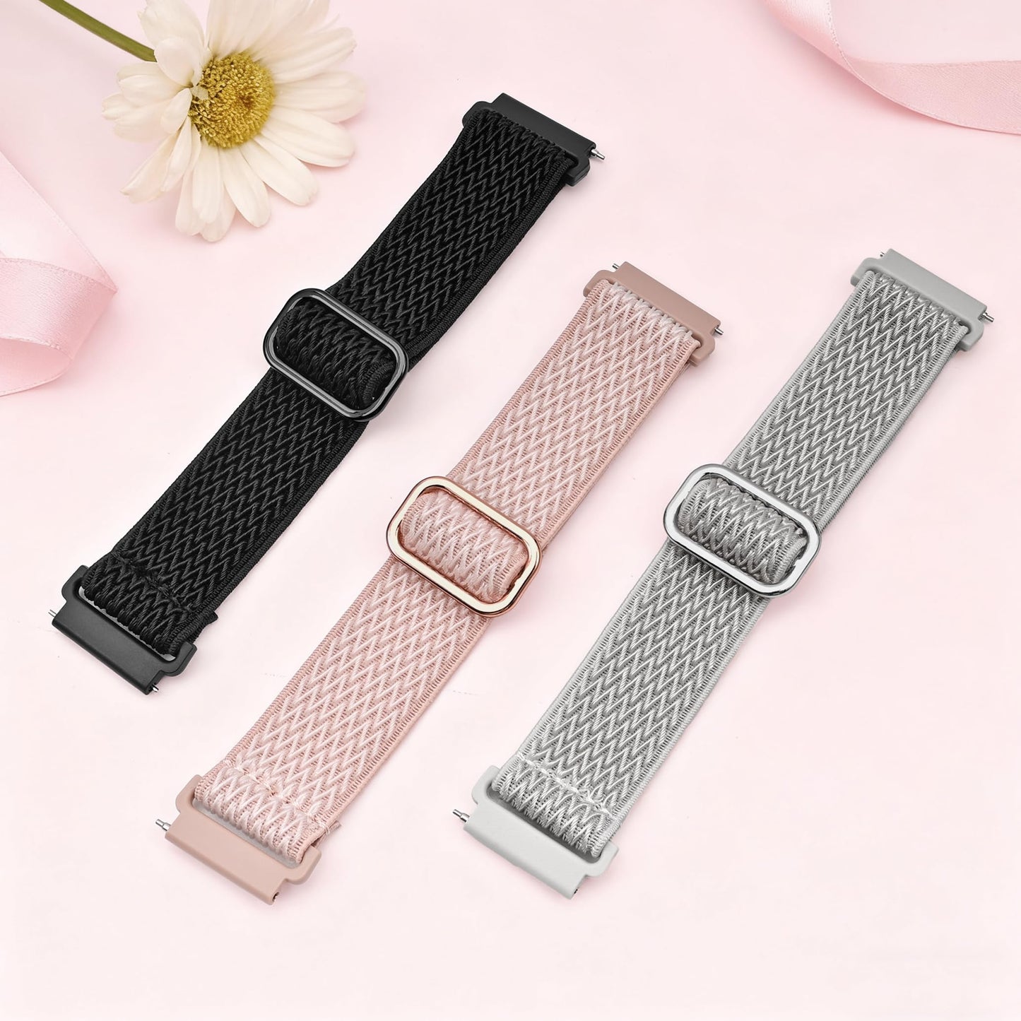 Tovimall 3 Pack ID208 Plus Smart Watch Bands for Fitpolo/Quican/Aeac/Tensky ID208 Plus Smartwatch, 22mm Elastic Nylon Replacement Wristband Adjustable Straps for man woman