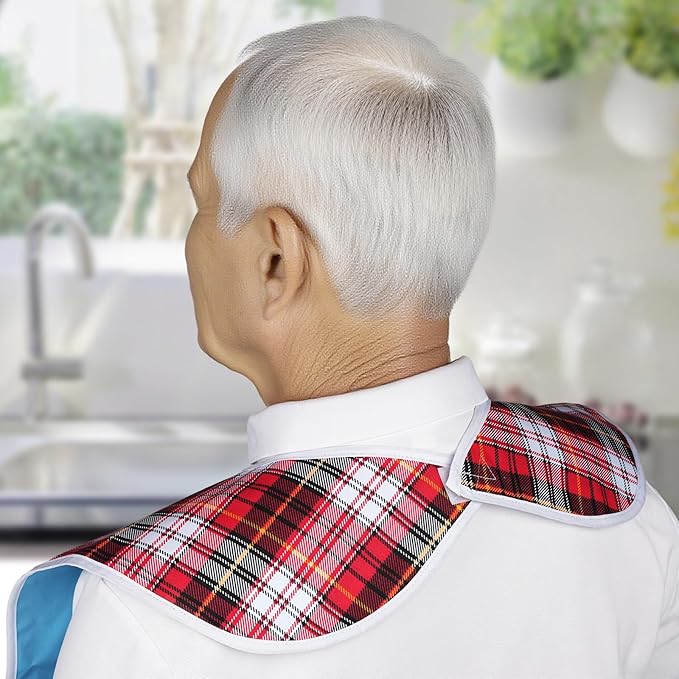 Adult Bibs, Waterproof Bib Clothing Protector with Crumb Catcher, Reusable Dining Bibs for Elderly, Men Women