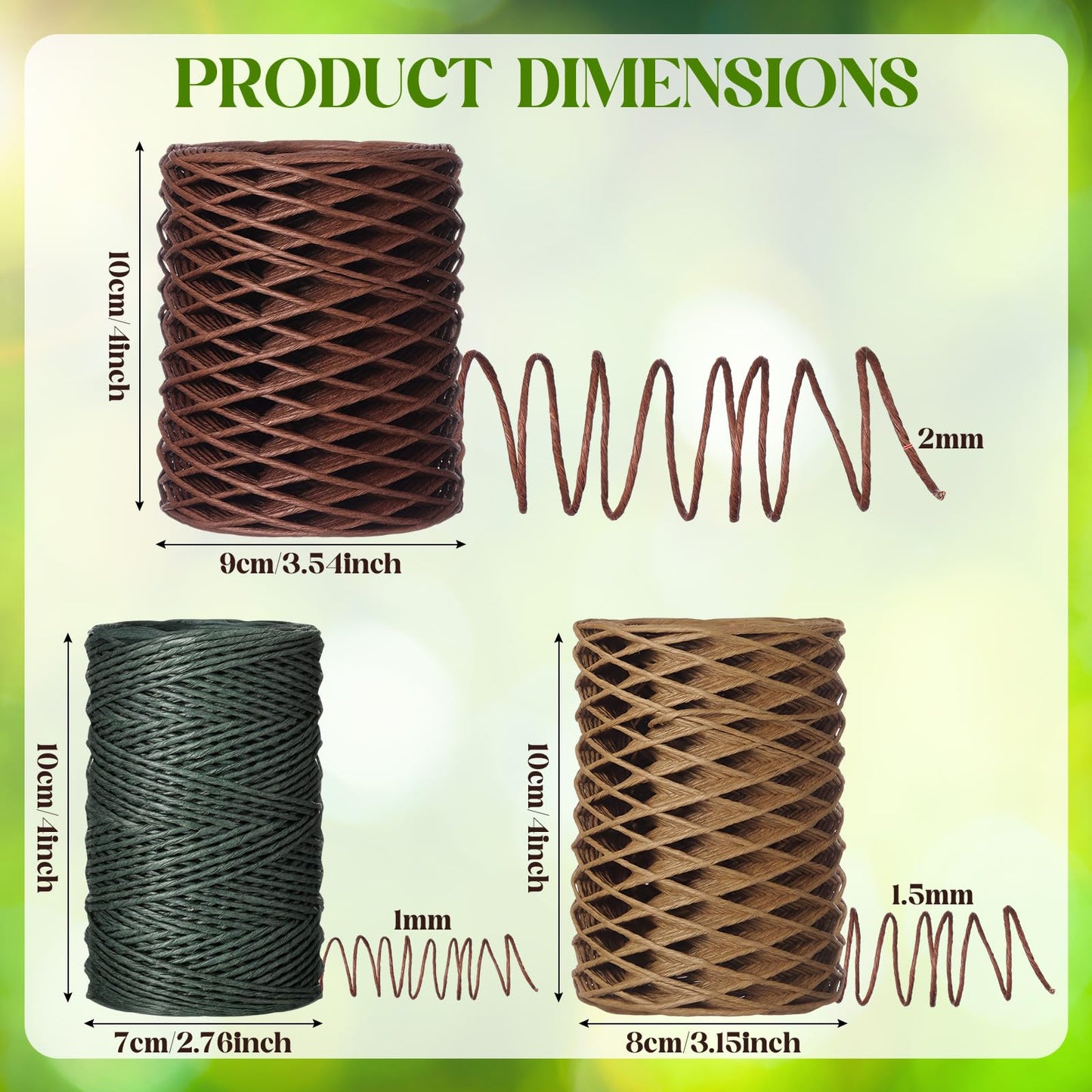 Threlaco 3 Roll 164 Feet Floral Wire Rustic Vine Bind Wire for Wreath Making, Flower Bouquets, DIY Craft, Gift Wrapping, and Wedding Decor(Brown, Green, Khaki,0.04, 0.06, 0.08 Inch)