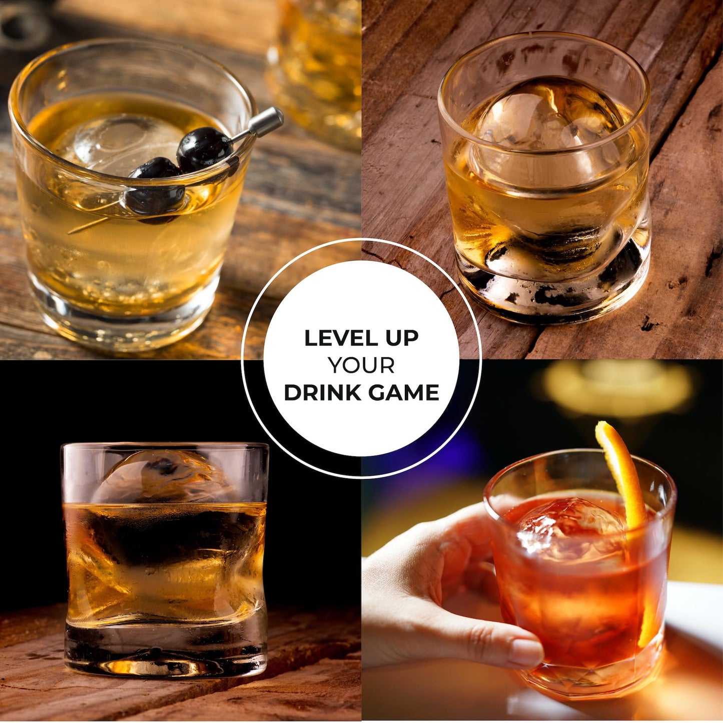 True Cubes Crystal Clear Ice Sphere Maker with Storage Bag – 4 Large Ice Spheres for Cocktails, Whiskey, and Drinks – Stackable Silicone Mold for Slow-Melting, Bartender-Quality Ice