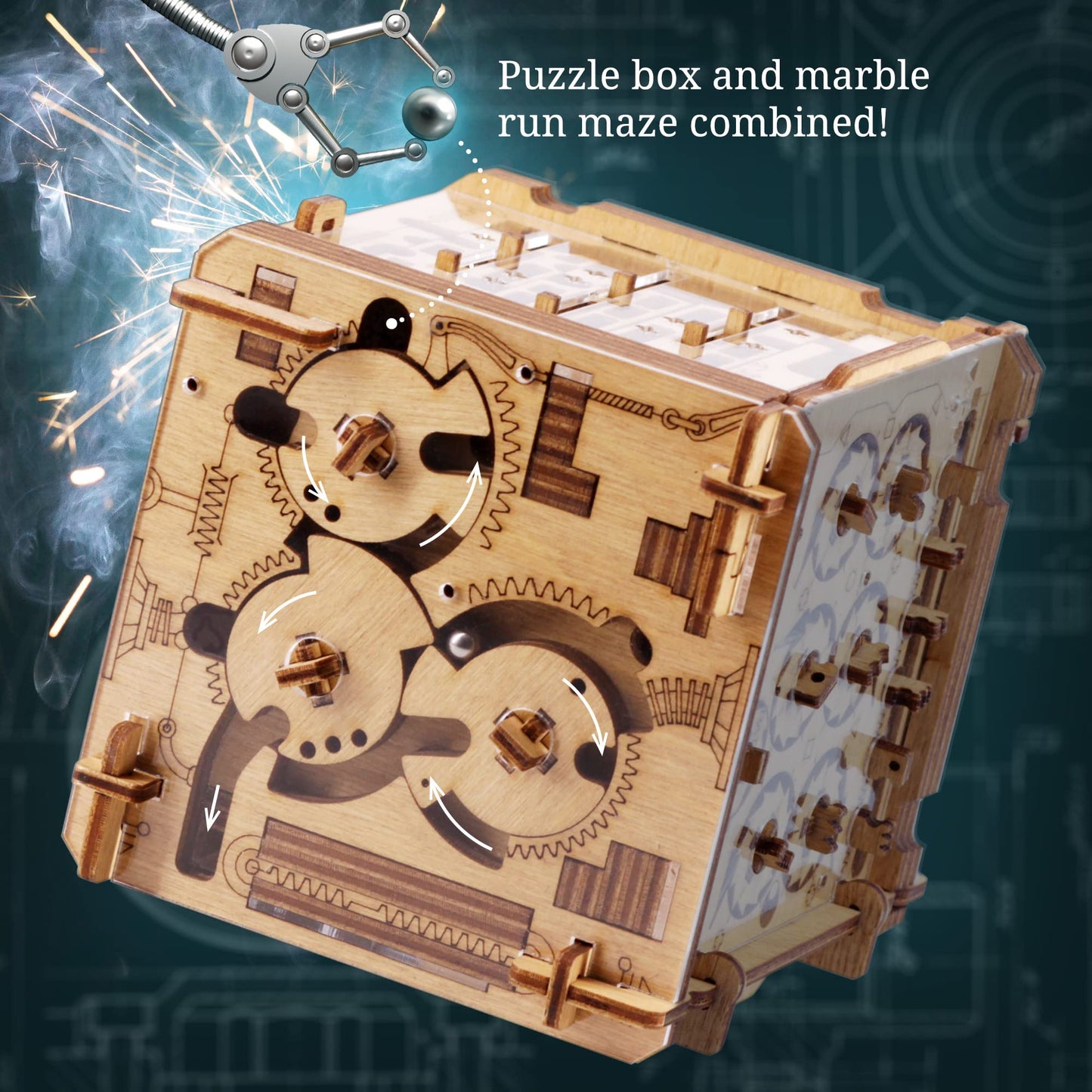 iDventure Cluebox Cambridge Labyrinth | Wooden Escape Room Puzzle Box | Engaging Brain Teaser with Hidden Money Compartment | Unique Gift for Adults