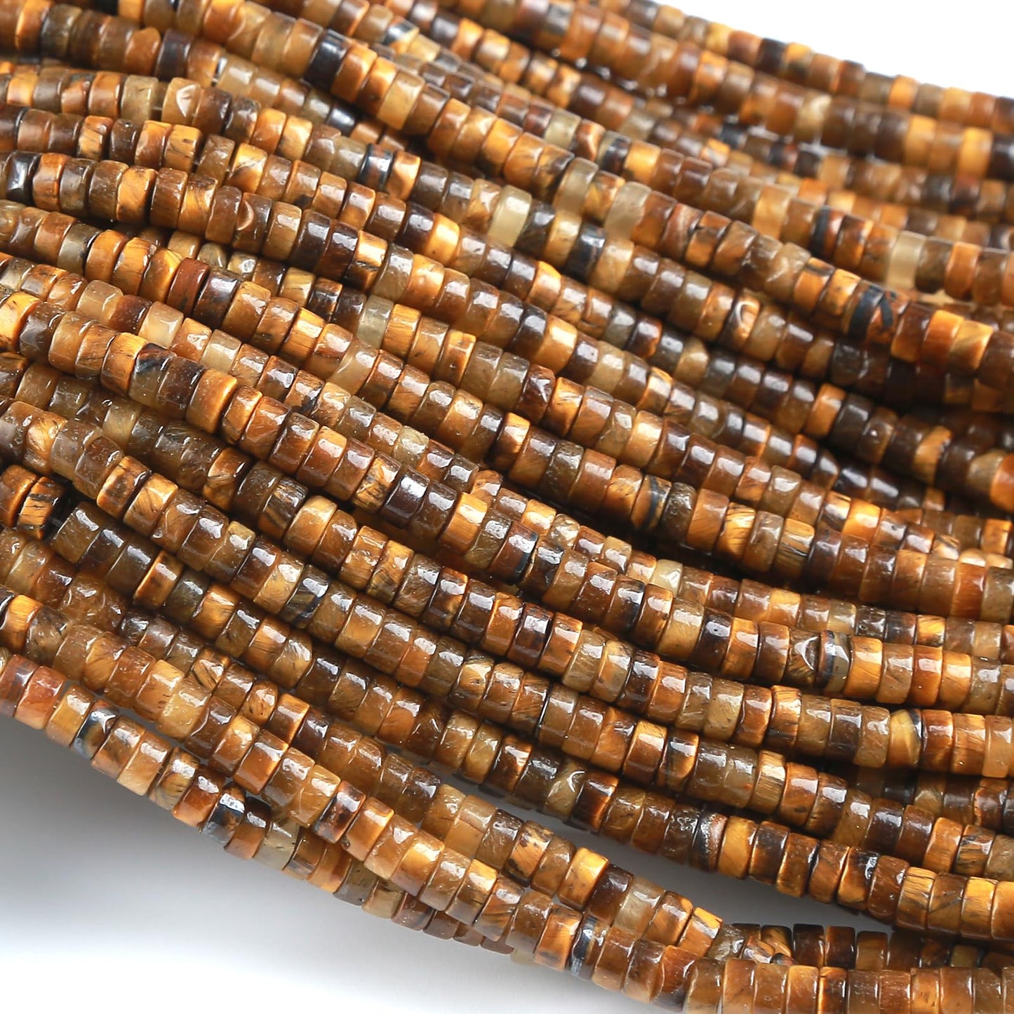 150pcs 2x4mm Natural Yellow Tiger Eye Stone Tube Shape Beads Loose Flat Round Cylinder Flat Spacer Stone Beads for Bracelet Earrings Jewelry Making