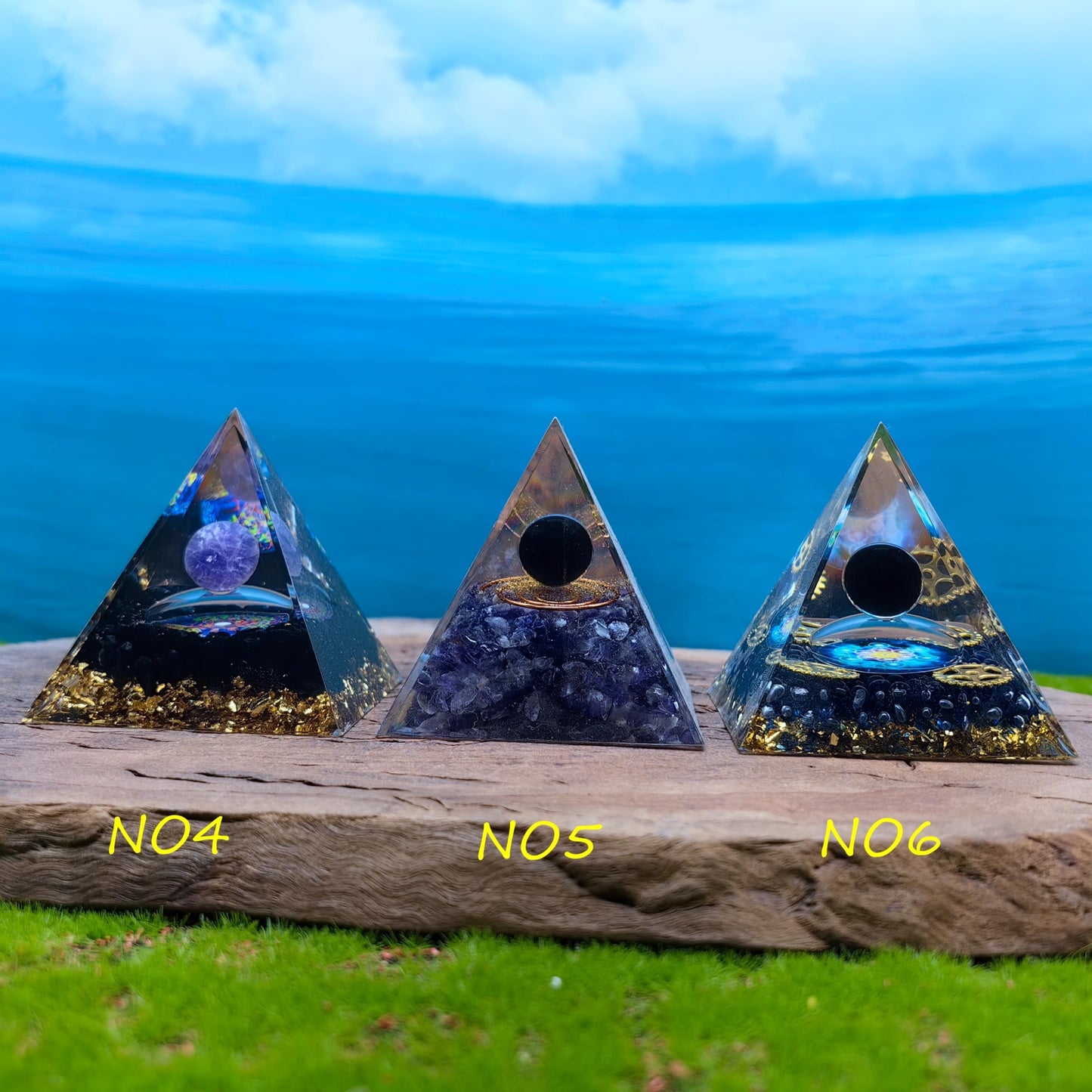 Healing Crystals Orgone Pyramid for Positive Energy, Stress Reduction, and Attracting Wealth and Luck Reduce Stress and Promote Healing with this Crystal Pyramid Home Decor (NO3,6cm)