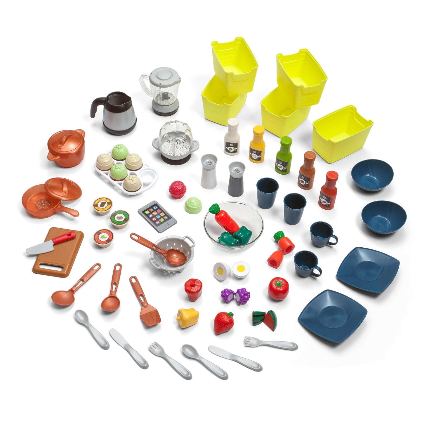 Step2 Elegant Edge Kids Kitchen Playset, Indoor/Outdoor Kitchenette, Interactive Play with Lights and Sounds, Made of Durable Plastic, Includes 78 Piece Toy Accessories, For Toddlers 3+ Years Old