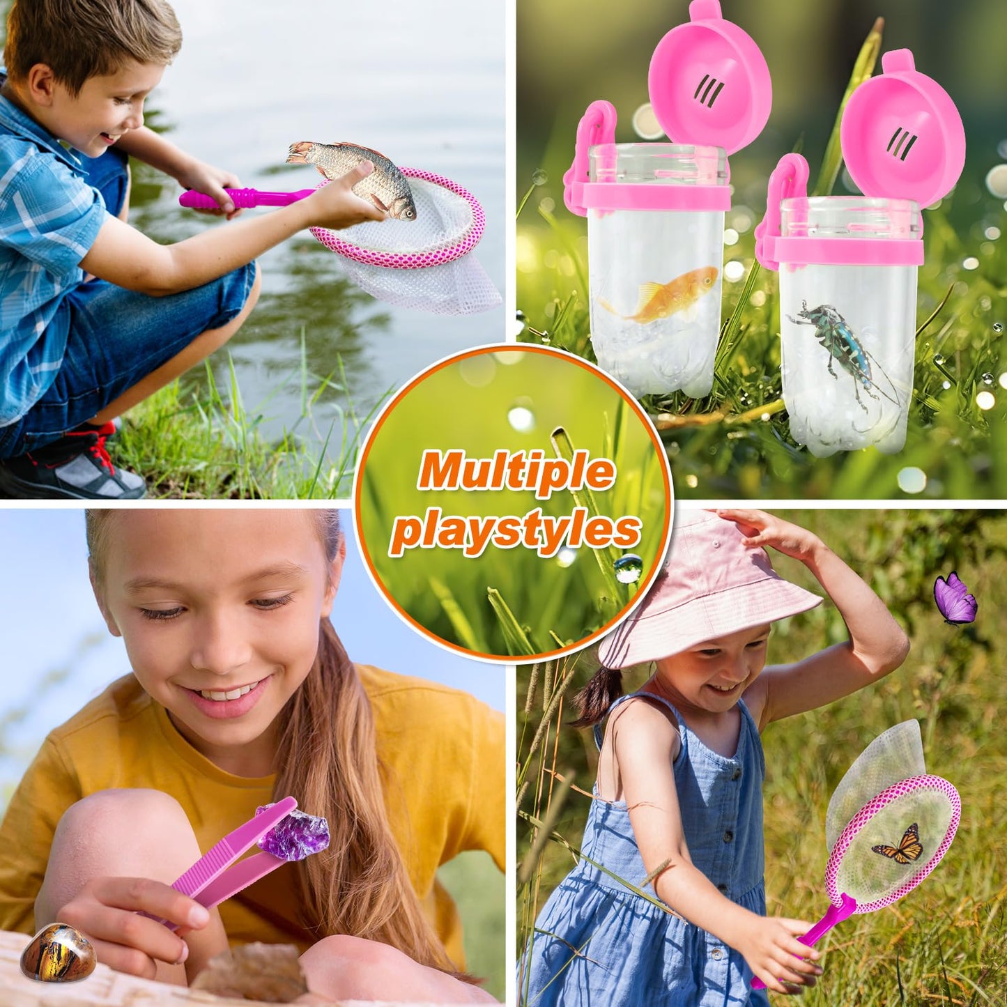 YOPINSAND Bug Catcher Kit & Outdoor Explorer Kit for Kids, 10 Pcs Bug Catching Kit with Toy Cage, Backpack, Manifying Glass, Toy Net, Outdoor Exploration Toys Gift for Boys Girls 3-12