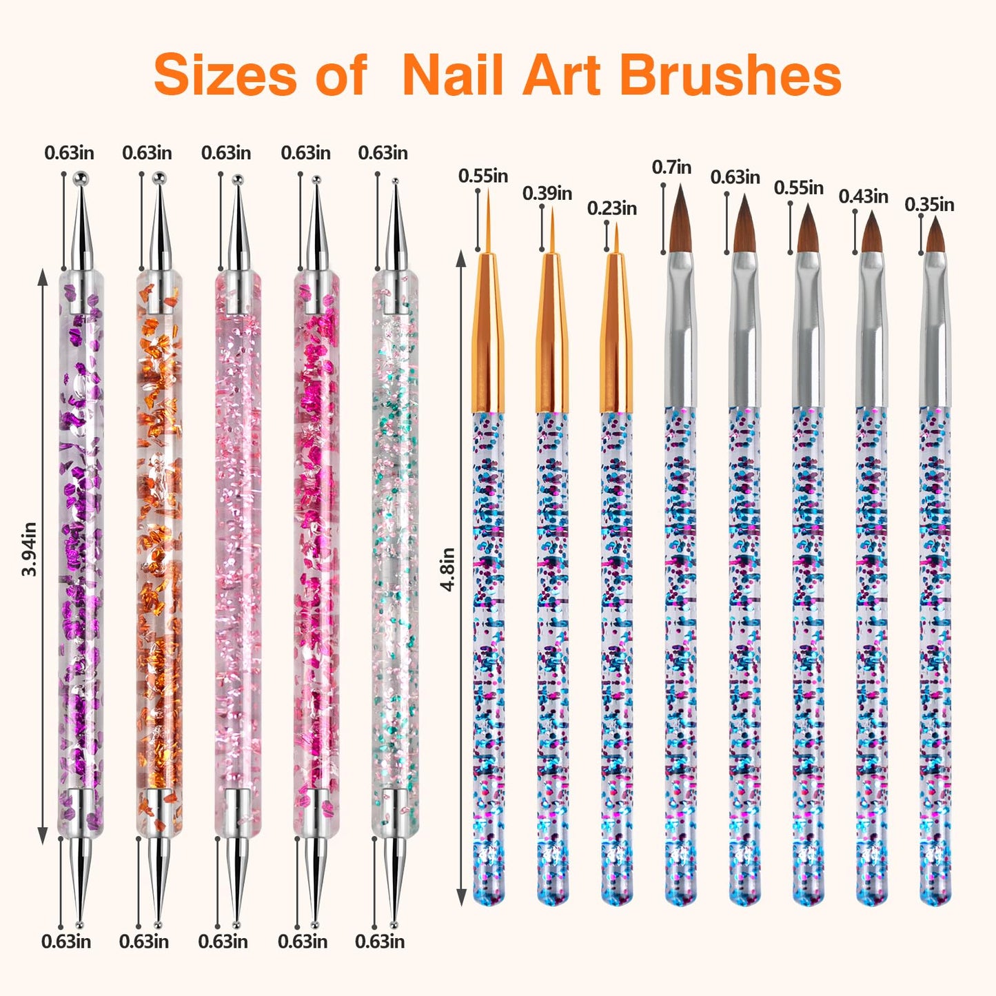 31pcs Nail Art Brushes, Nail Art Design Tools Kit with Liner Brush Dotting Tools Drawing Pens Design Tools Polish Brushes for Women Nails Gel Painting