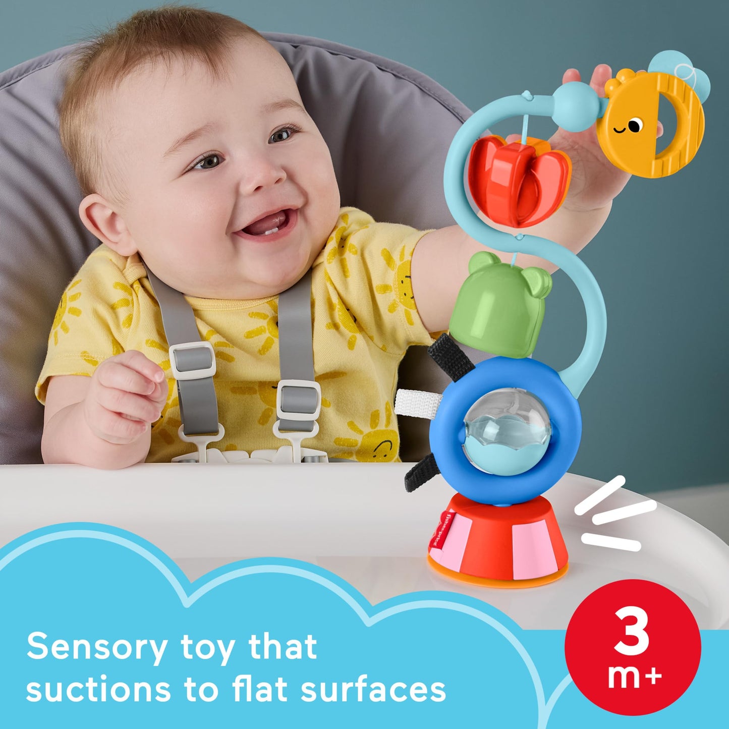 Fisher-Price Baby Toy Sensory Sounds High Chair Busy Activity with Suction Cup for Developmental Play Infants Ages+ Months