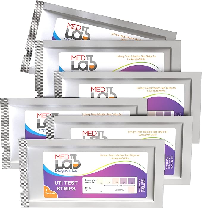 UTI Urine Test Strips(Pack of 6) Individually Wrapped Urinary Tract Infection UTI Test Kit for Women, Men, Kids Cats and Dogs