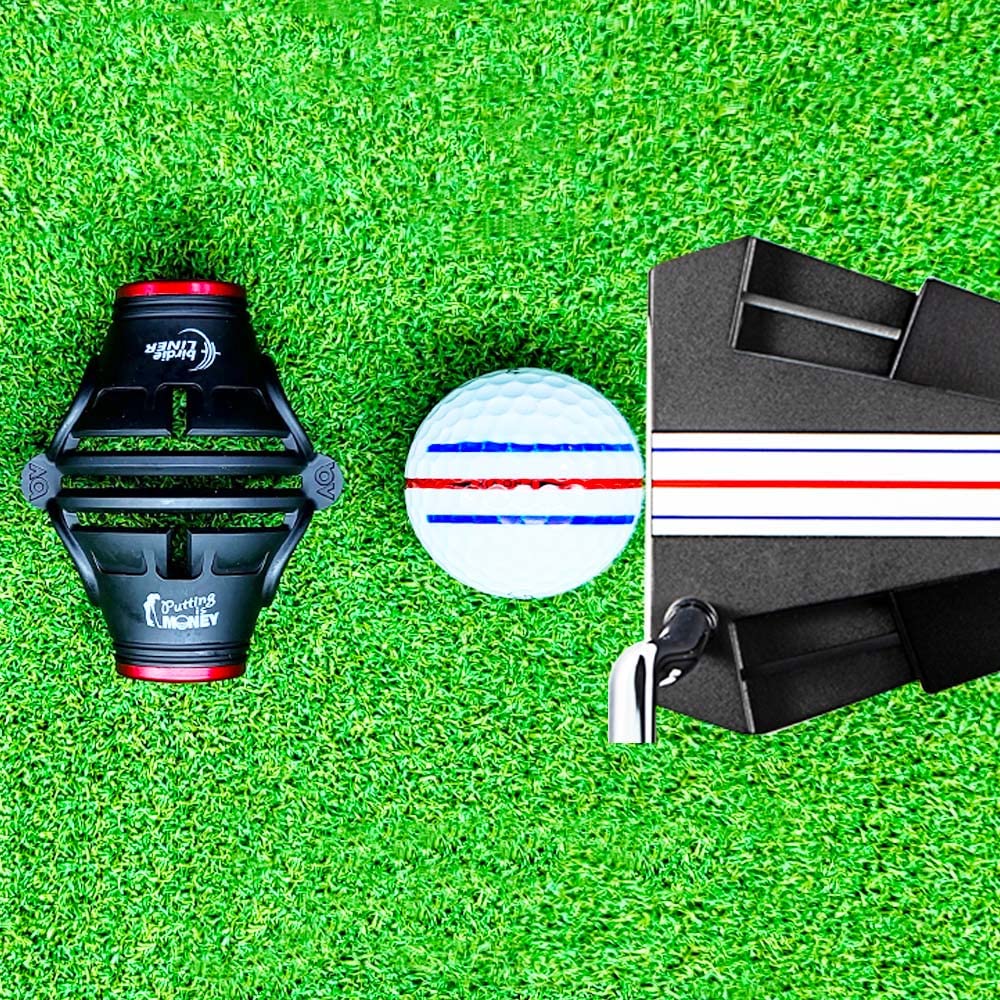 BIRDIE79 Birdie Liner Black Golf Ball Marker Alignment Tool Kit - 360-Degree Triple Line Stencil with 3-Color Pens and Gift Box - Premium Quality(Black)