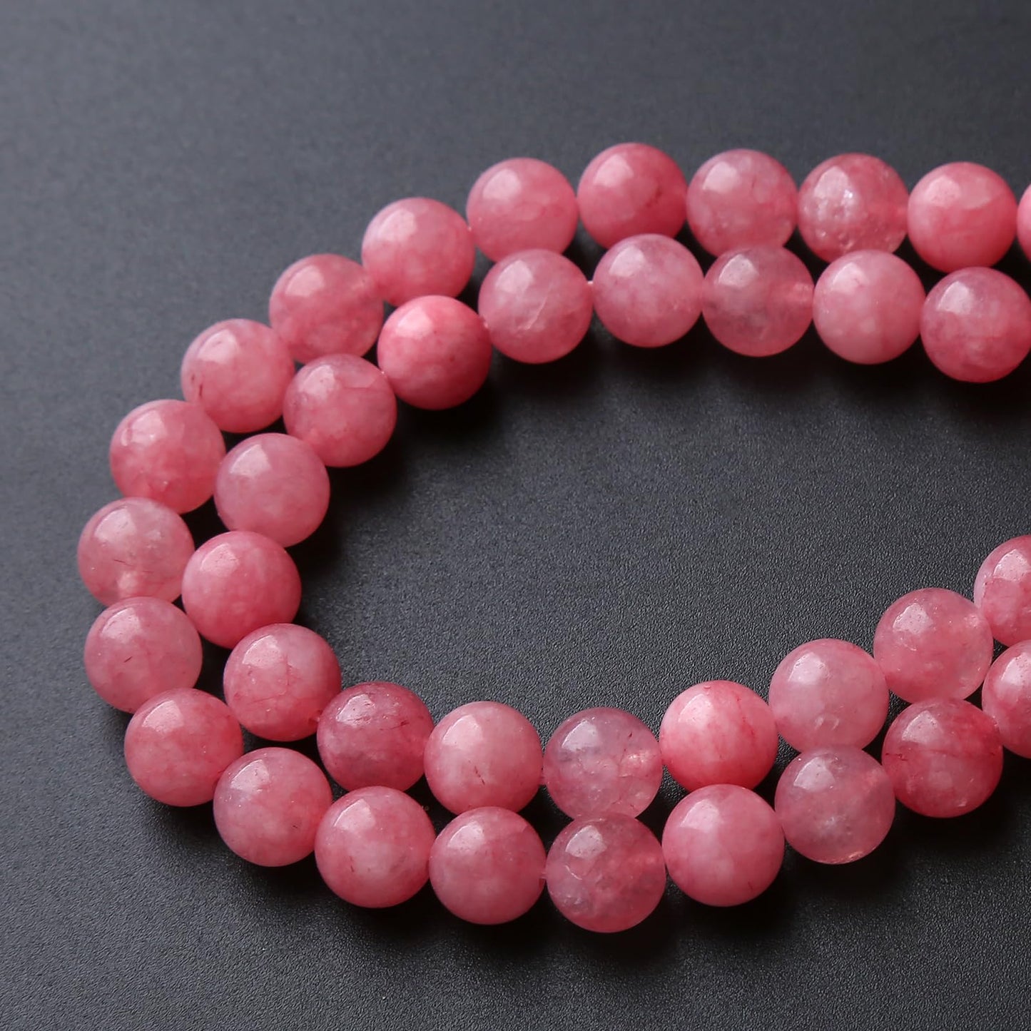 8MM 46PCS Natural Stone Rose Pink Jade Beads for Jewelry Making DIY Bracelet