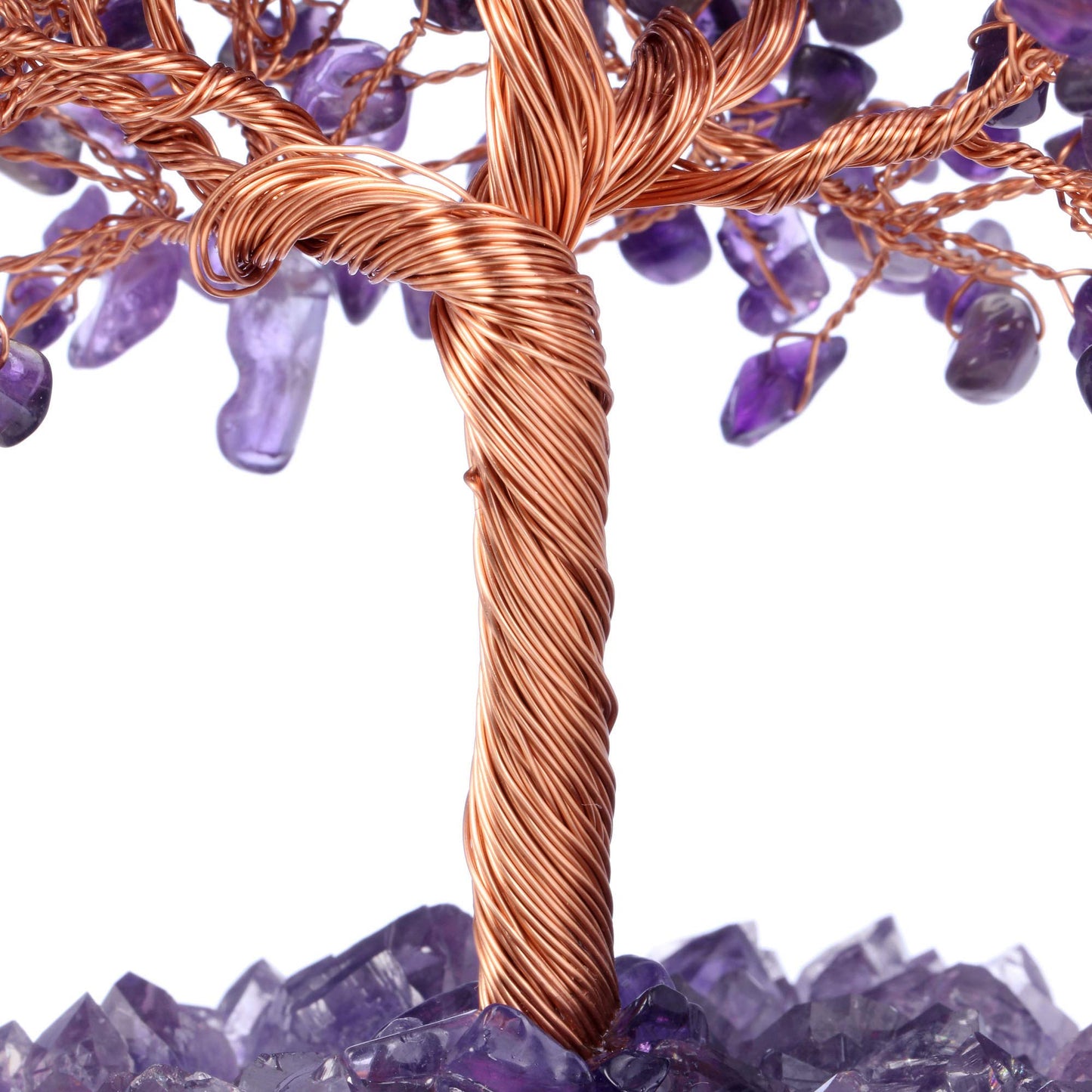 Jovivi Natural Amethyst Healing Crystal Money Tree on Amethyst Cluster Geode Druzy Base Feng Shui Crystals for Home Office Desk Decorations, Wealth, Good Luck
