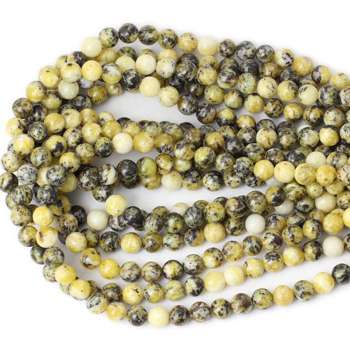 CHEAVIAN 45PCS 8mm Natural Yellow Turquoise Gemstone Round Loose Beads Stone Beads for Jewelry Making DIY Materials 1 Strand 15"
