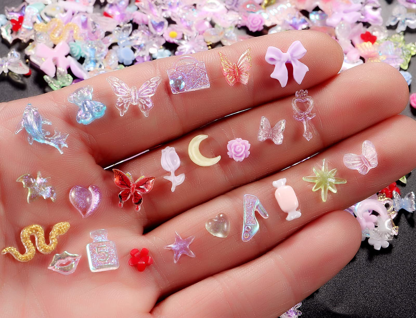 TAMHOO Pack of 250pcs Cute & Sweet 3D Nail Charms for Acrylic Nails, Perfect for Nail Art Decorations & DIY Accessories(Style H)