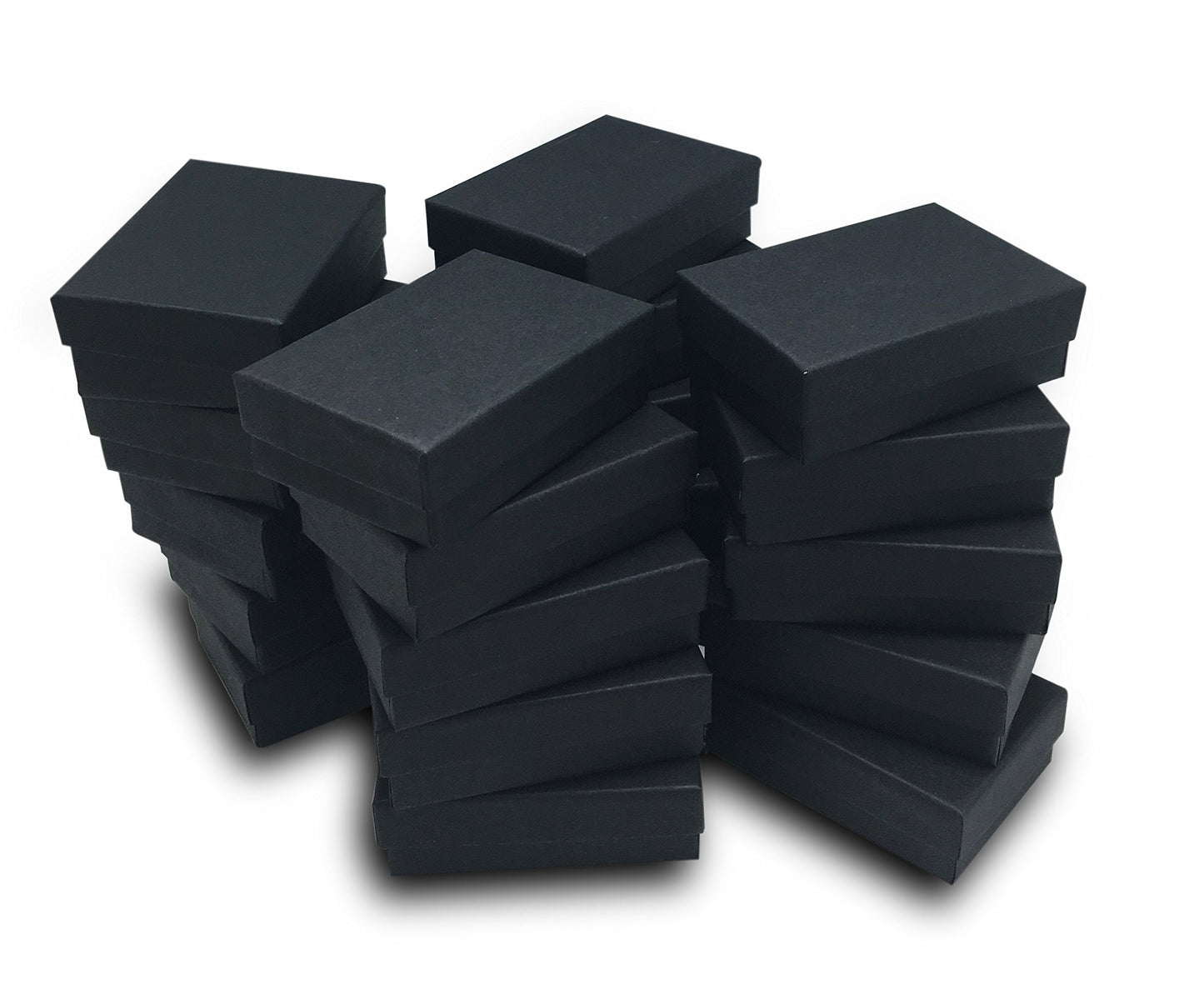 TheDisplayGuys - 25-Pack #32 Cotton Filled Cardboard Paper Jewelry Boxes Gift Case - Matte Black (3.3" x 2.3" x 1.0") - for Shipping or Storage