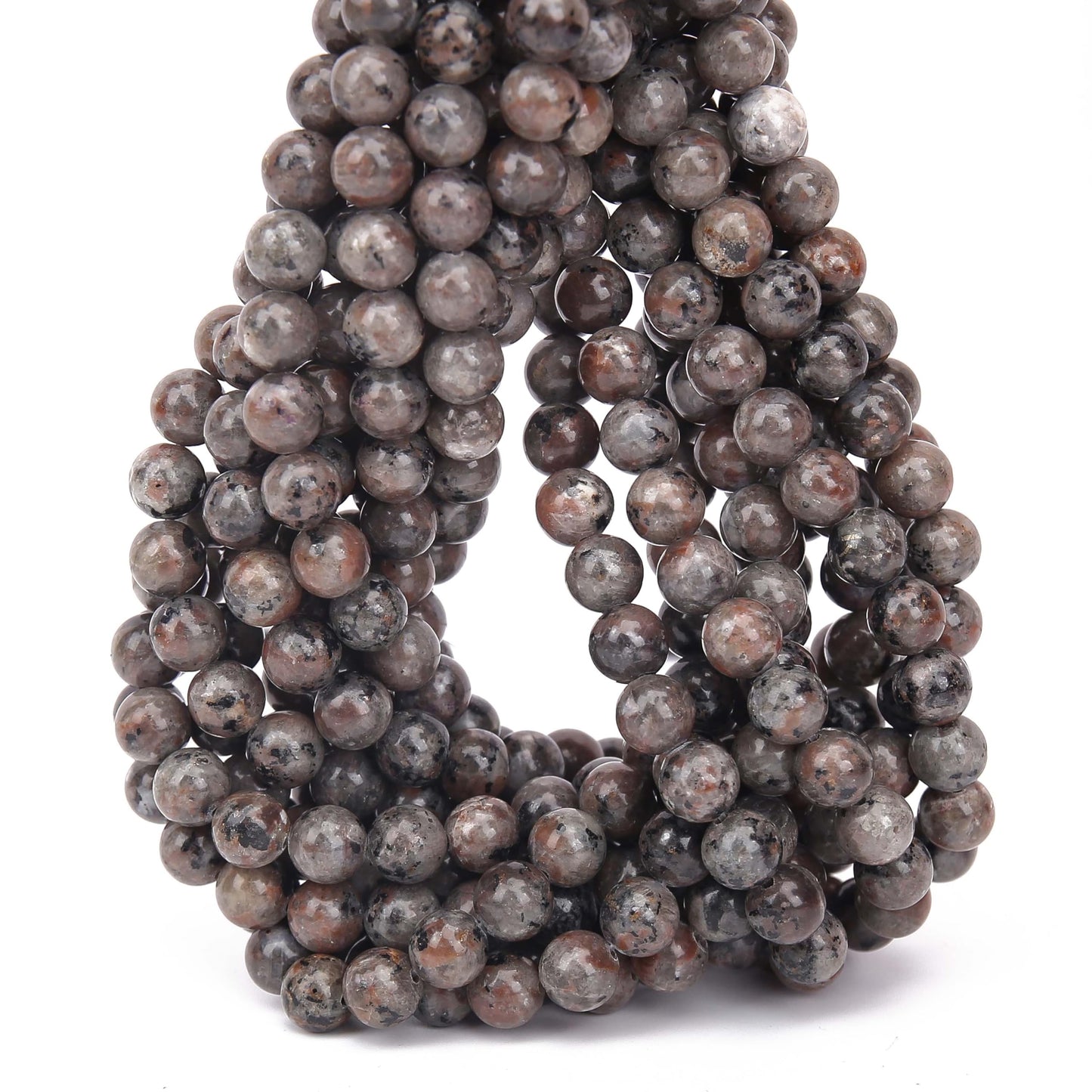 70PCS Natural 8MM Healing Gemstone, Yooperlite Stones Energy Stone Round Loose Beads, Semi-Precious Crystal Beads with Free Elastic String for Jewelry Making DIY