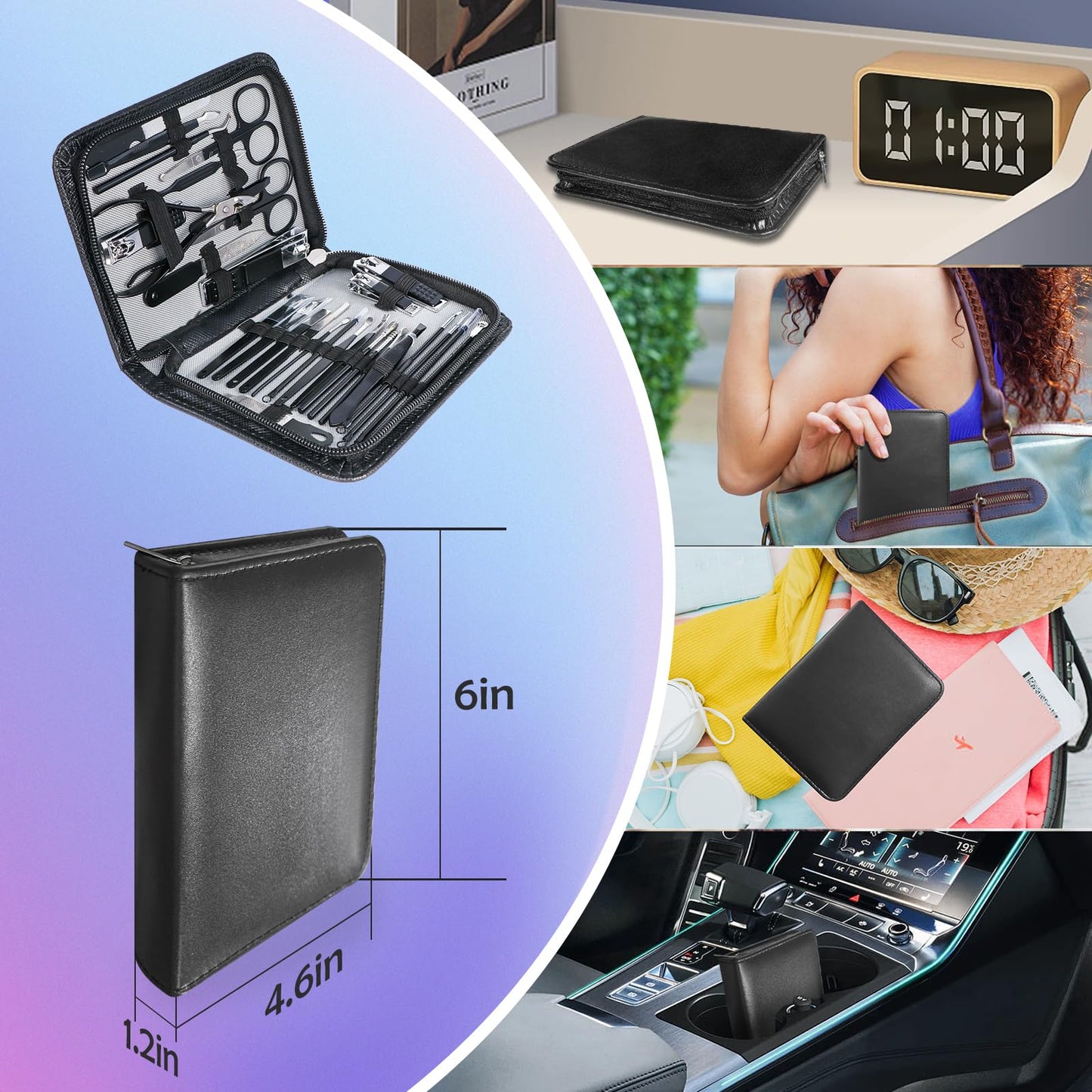 Manicure Pedicure Kit Professional 30pcs Complete Nail Care kit，fingernail and toenail Clippers and Manicure kit for Men with Travel Deluxe Beauty Tools Convenience Set (Black)