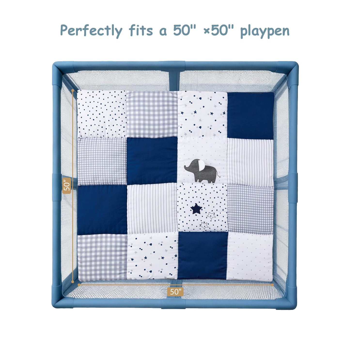 UTEX Baby Play Mat for Floor, 50x50 Playpen Mat, Thick Cushioned Play Mat for Baby and Infants, Non-Slip & Machine Washable