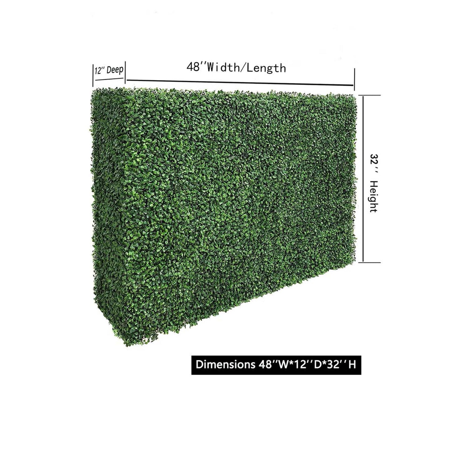 AGPL Artificial Hedge Wall Without Planter, Outdoor or Indoor Decorative Privacy Wall, Great for Balcony, Patio, Deck, TOP Cover Panel is Included ... (48" W*12" D*32" H)